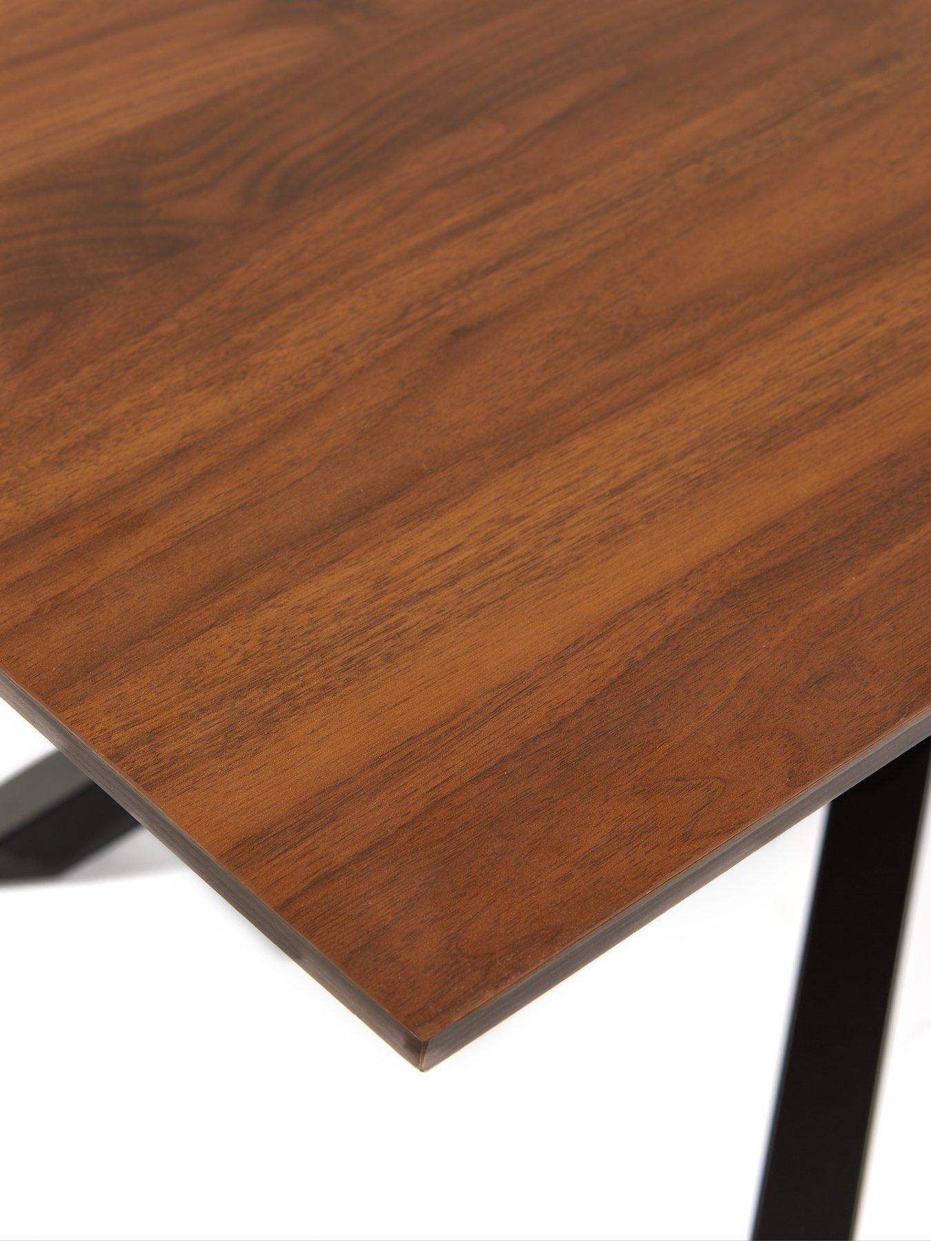  image of very-home-chopstick-160nbspcm-wood-top-dining-table-6-alisha-boucle-chairs-browncream