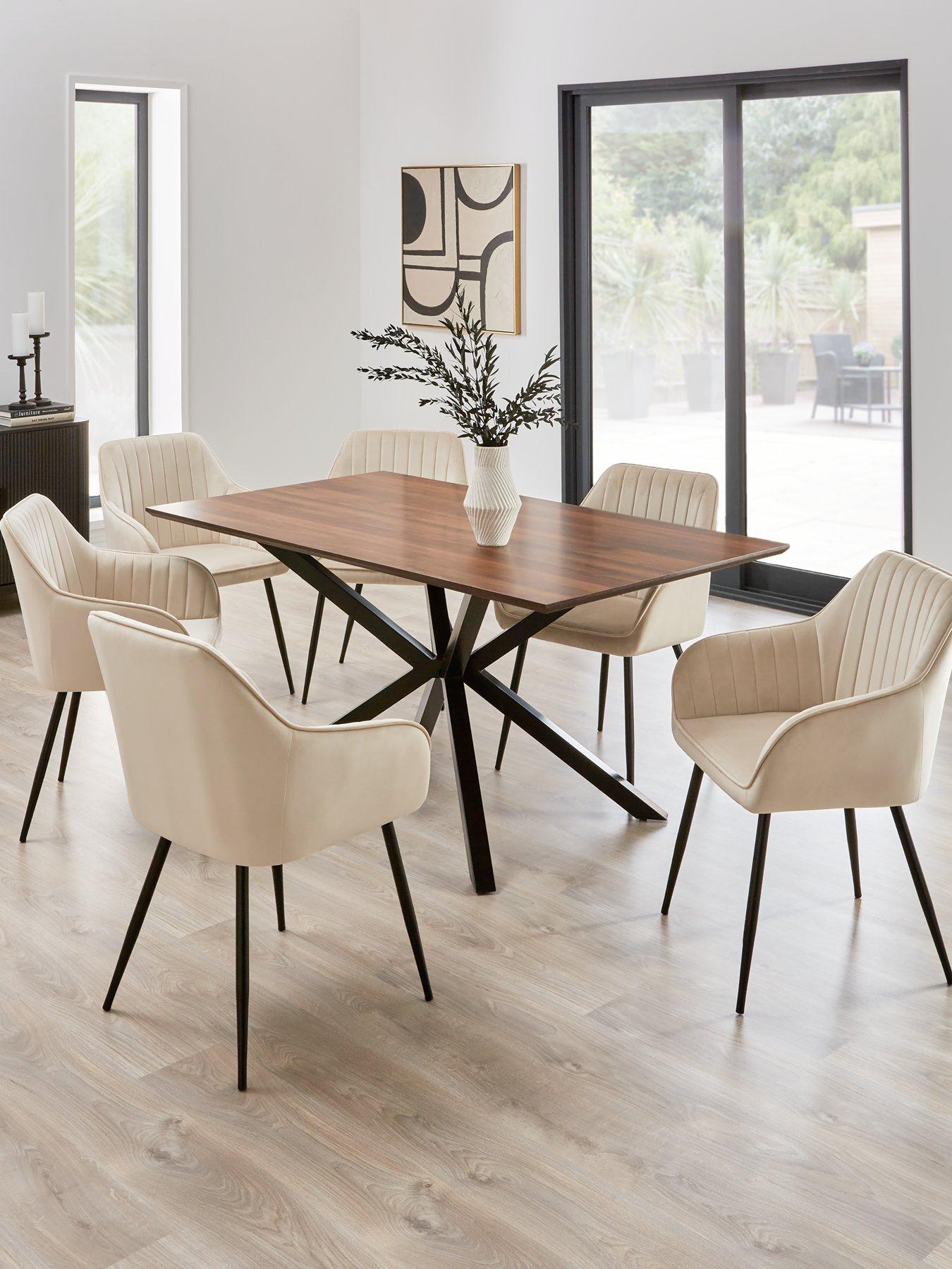 The Very Collection Chopstick 160 cm Wood Top Dining Table + 6 Alisha Chairs - Brown/Natural - FSC® Certified