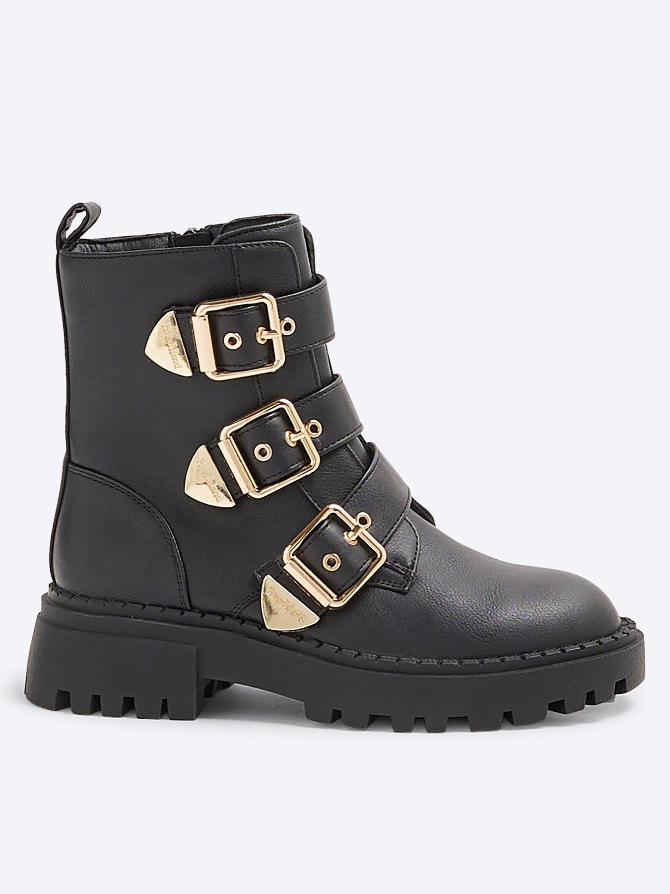 River Island Older Boy Worker Boots Black littlewoods