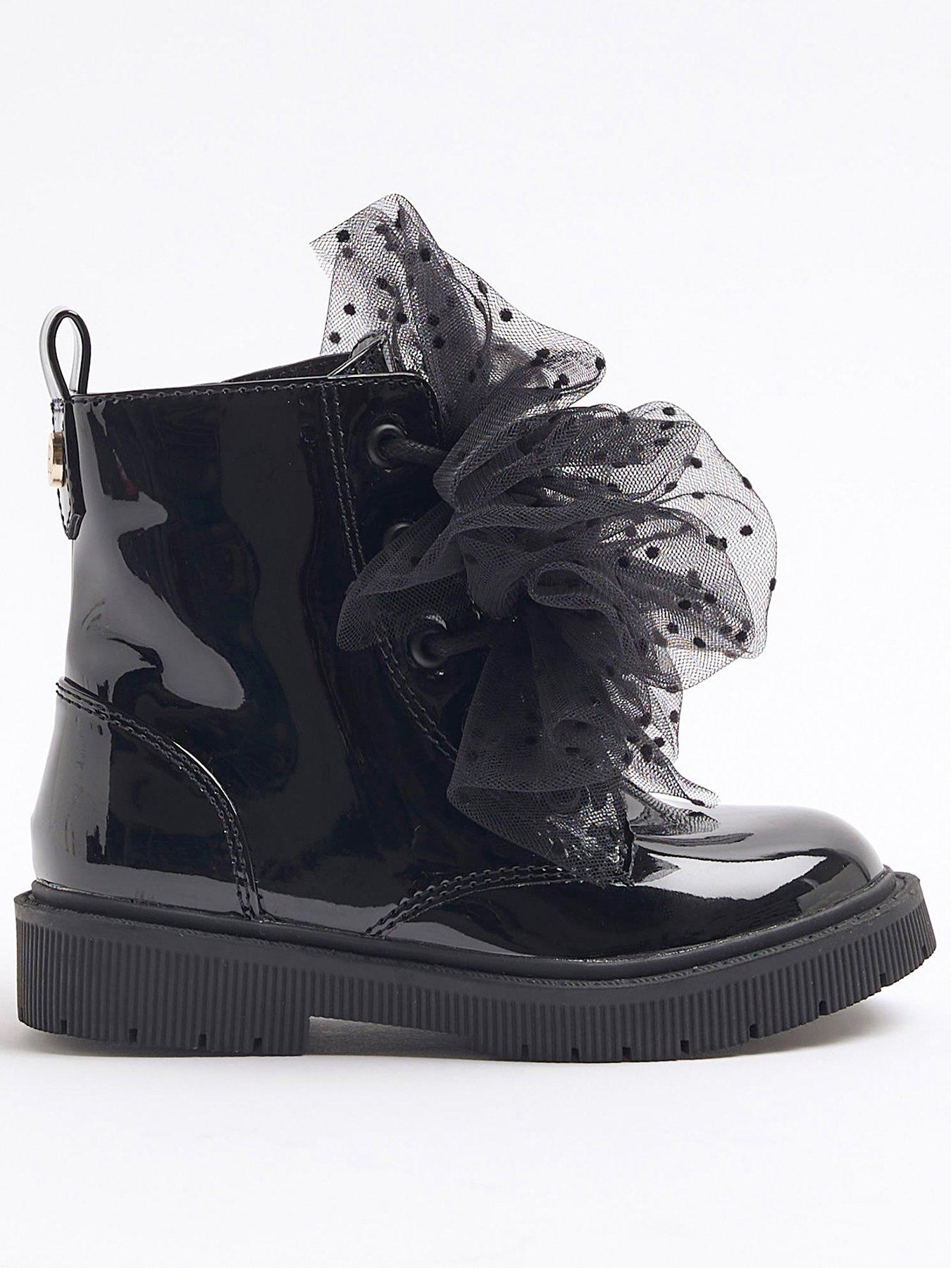 undefined Patent Lace Up Boots - Black