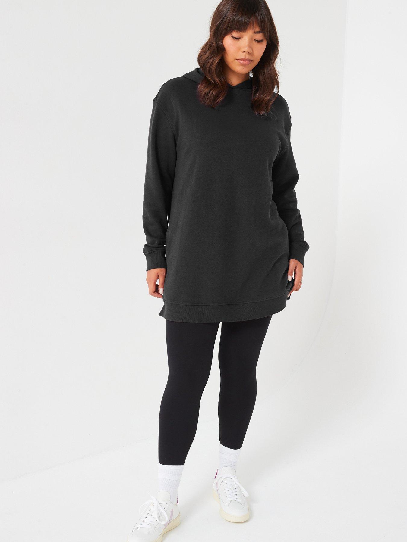  image of the-very-collection-side-split-longline-hoodie-black