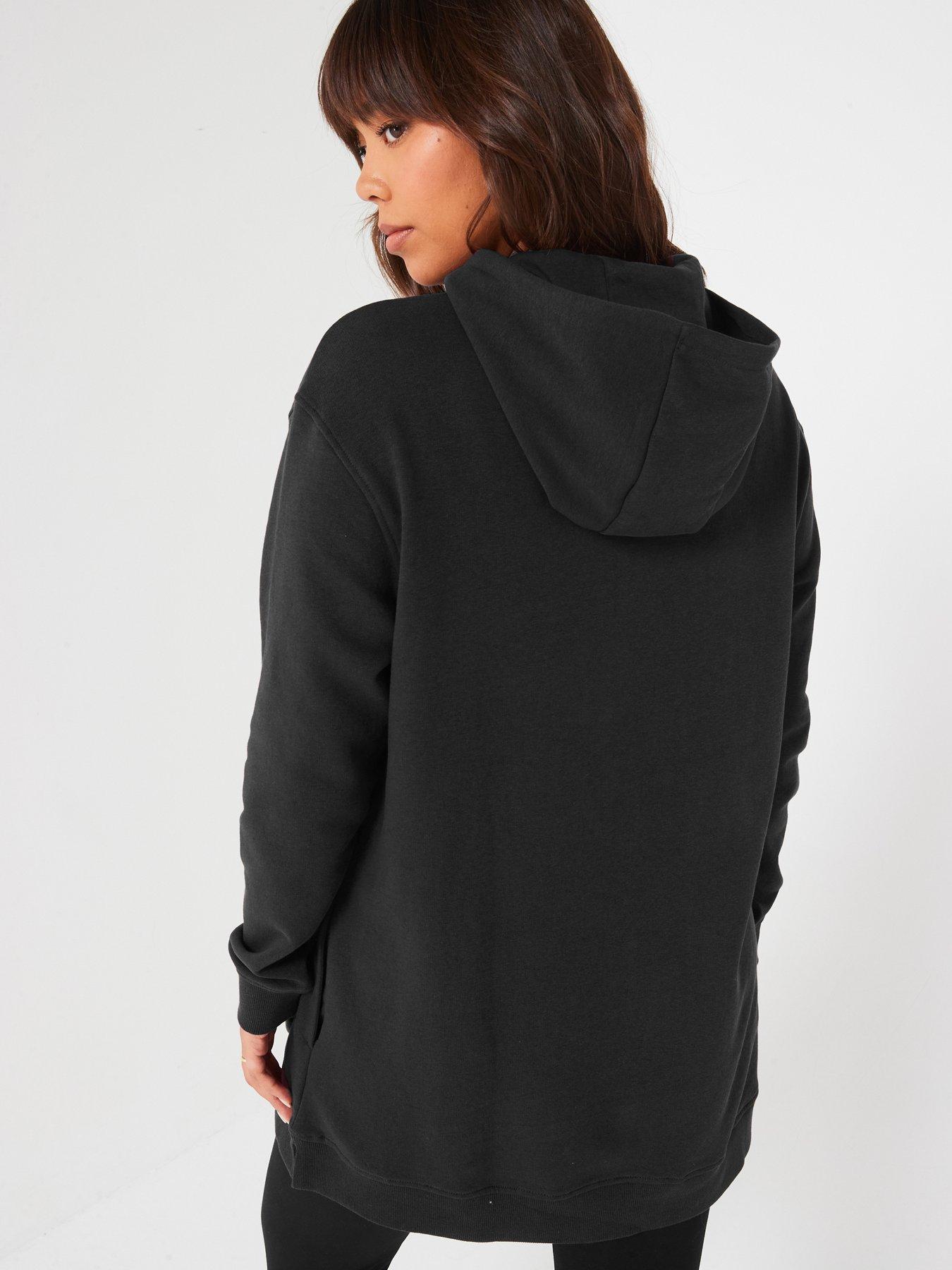  image of the-very-collection-side-split-longline-hoodie-black