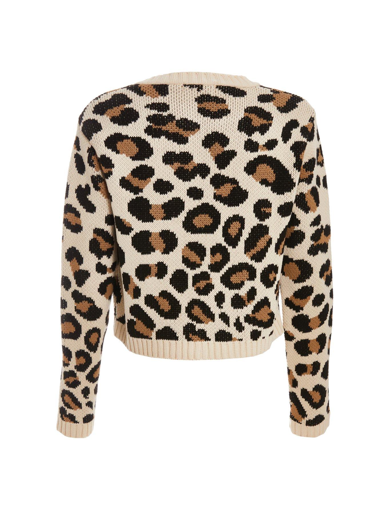 Quiz Cream Leopard Print Knit Cardigan | Littlewoods
