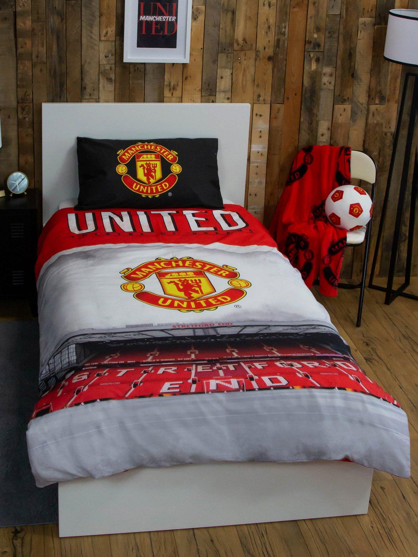 FOCO Manchester United - Set Copripiumino Singolo Con Federa, Motivo A Righe, 135x200 Cm - 3