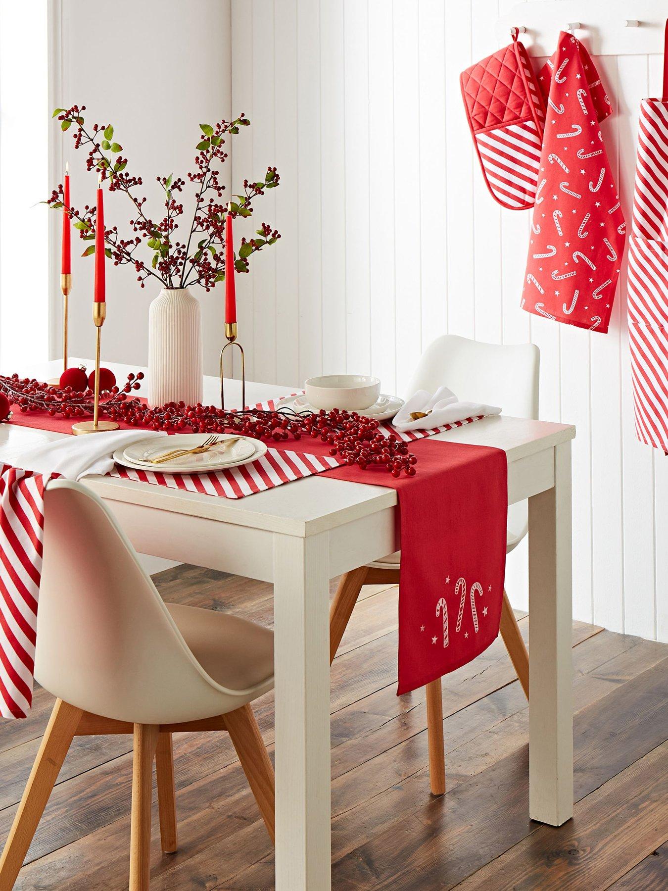 Catherine Lansfield Christmas Candy Cane Table Runner