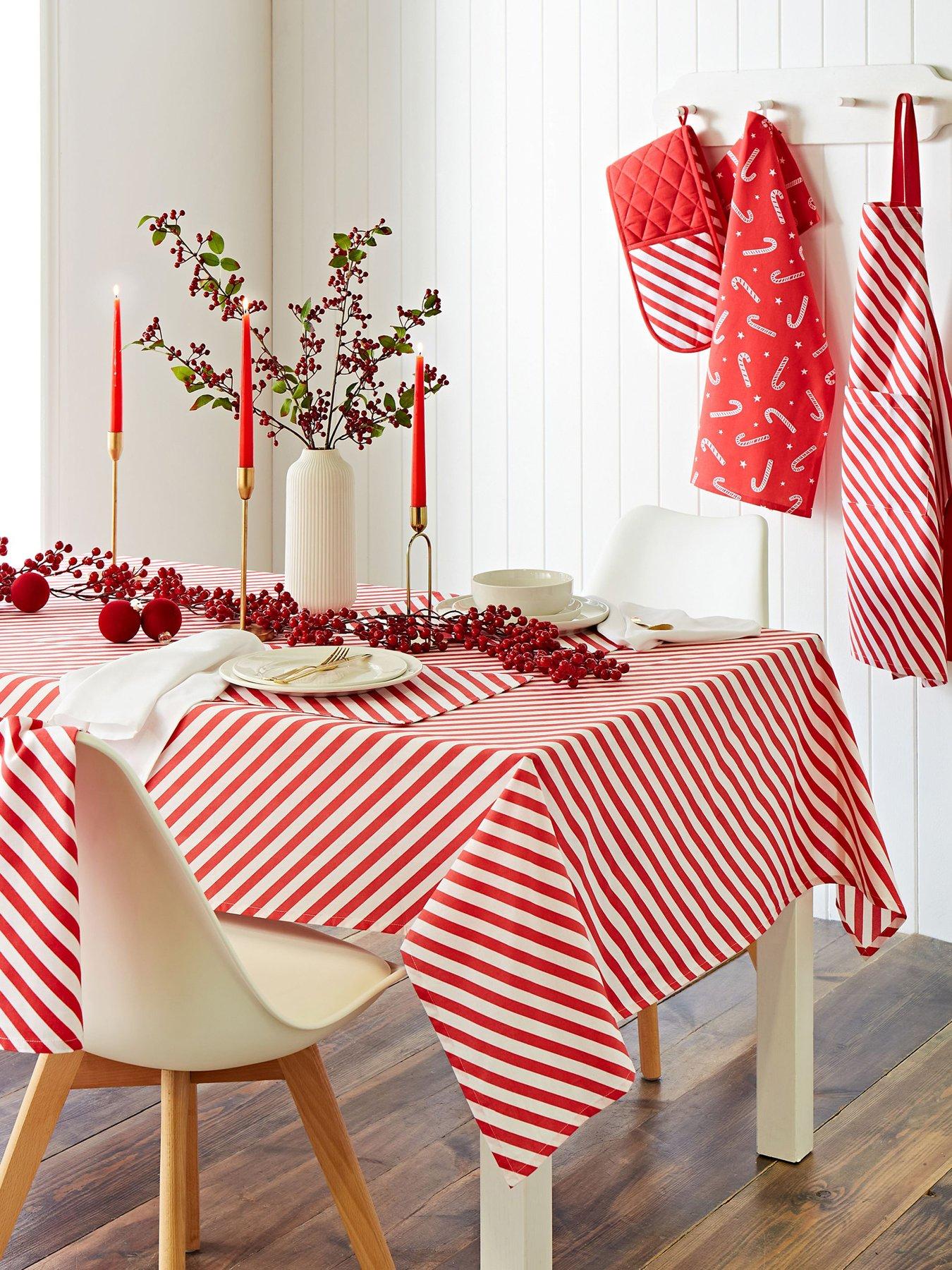 undefined Christmas Candy Cane Large Tablecloth