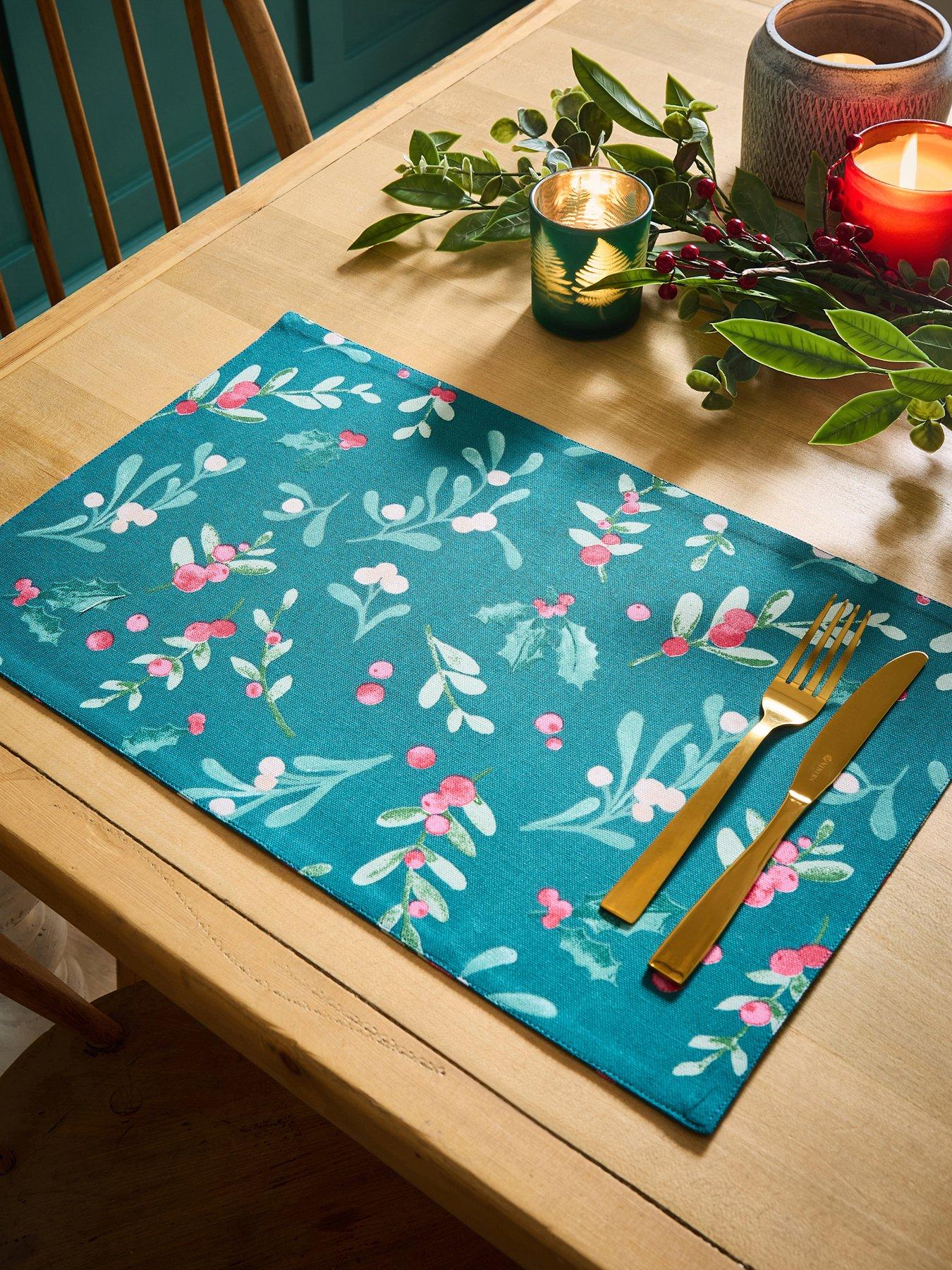 undefined Christmas Holly  &  Mistletoe Placemats – Set of 4