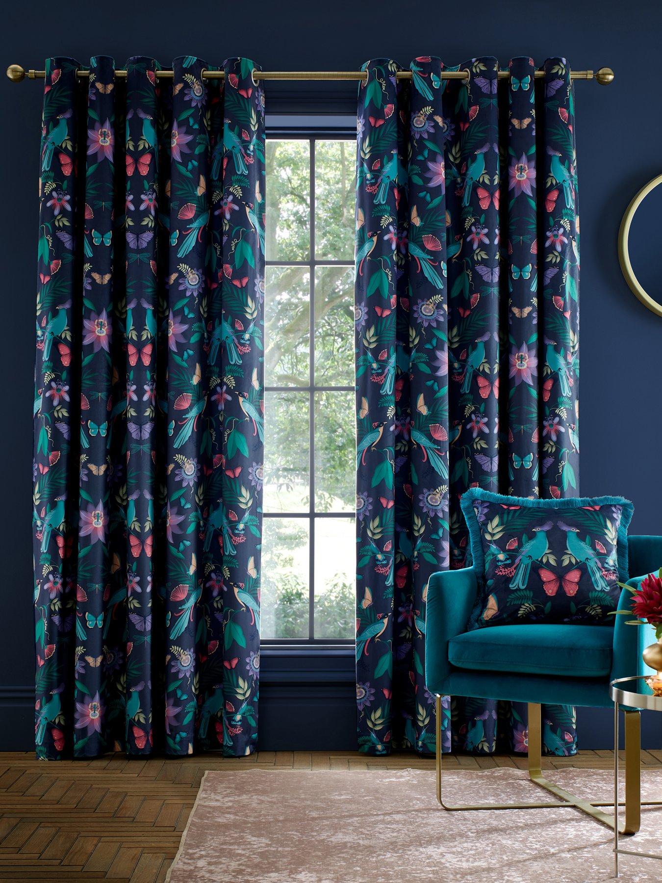 Image 1 of 3 of Catherine Lansfield Mya Tropical Birds Curtains