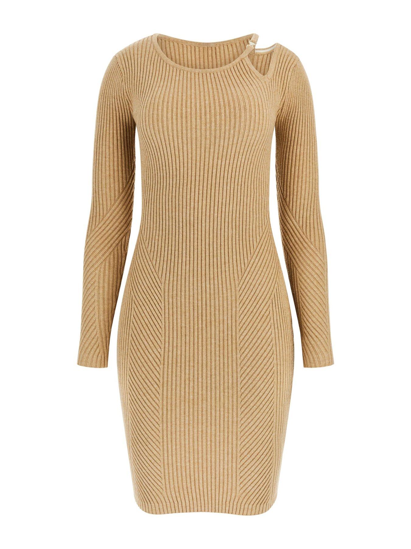 undefined Vanessa Long Sleeve Cut-Out Jumper Dress - Brown