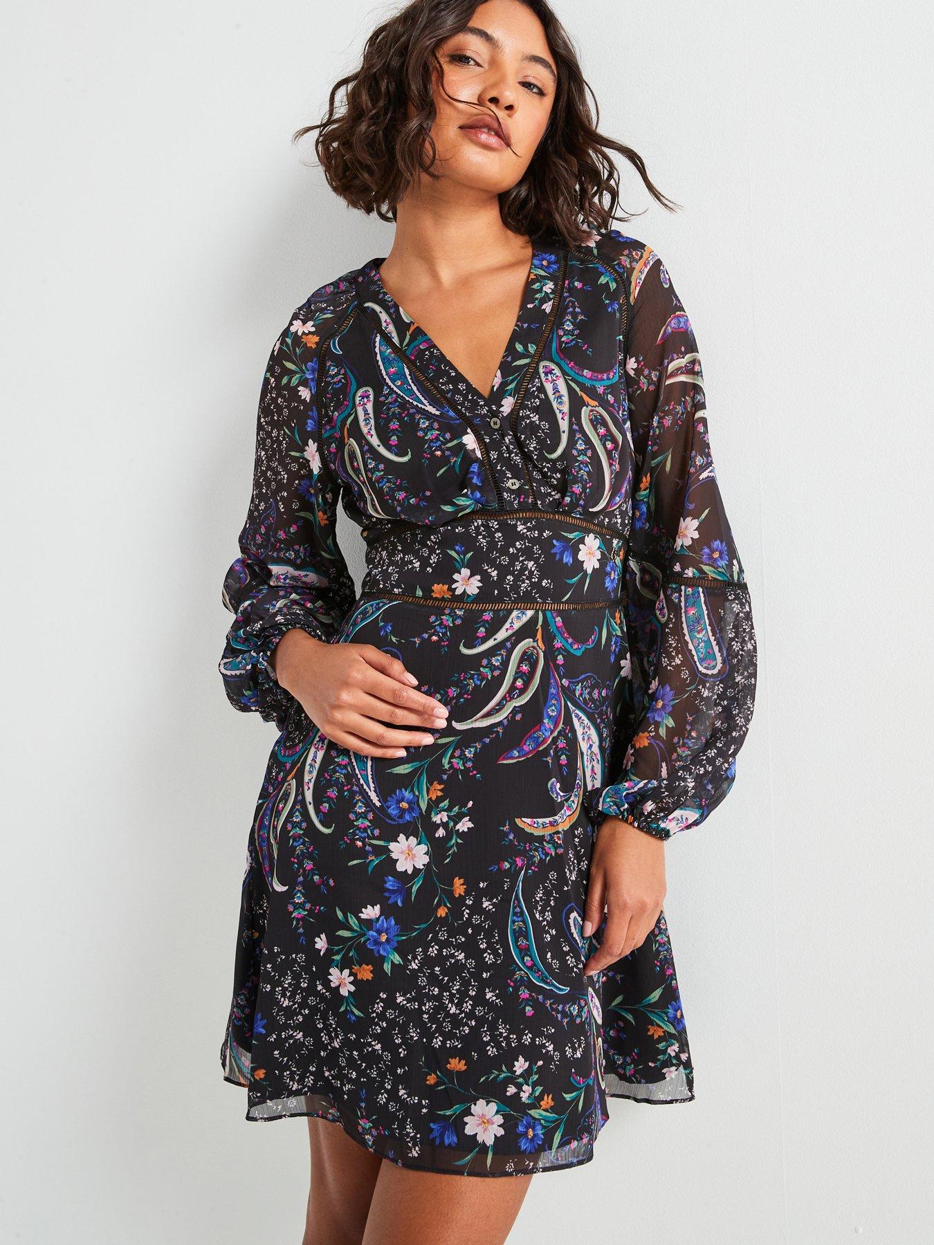 undefined Yvette Long Sleeve Dress - Blue