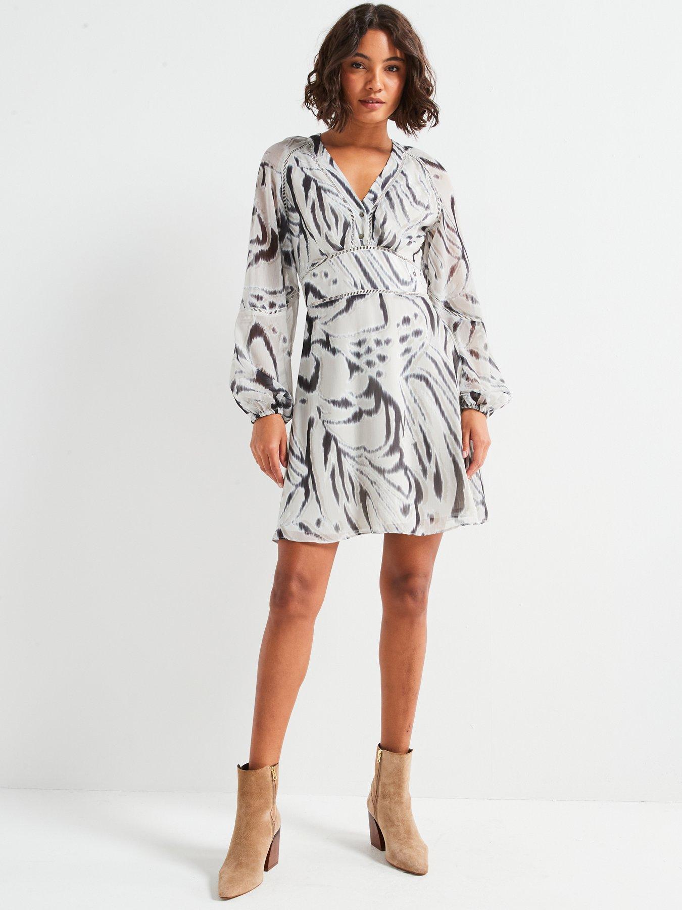  image of guess-yvette-long-sleeve-dress-white
