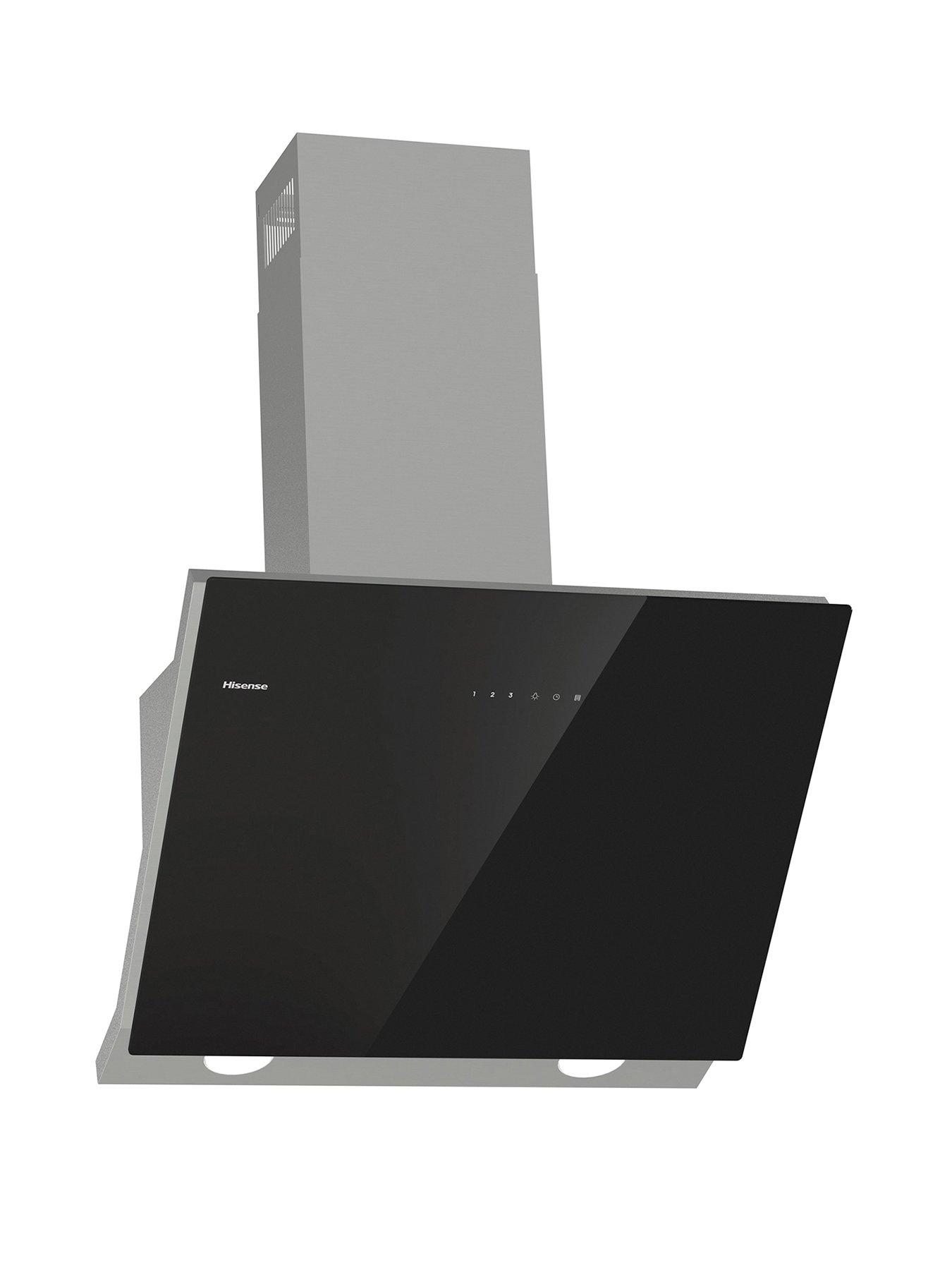 Hisense CH6IN14BXBUK 60cm Black Glass Angled Cooker Hood - Jet Black