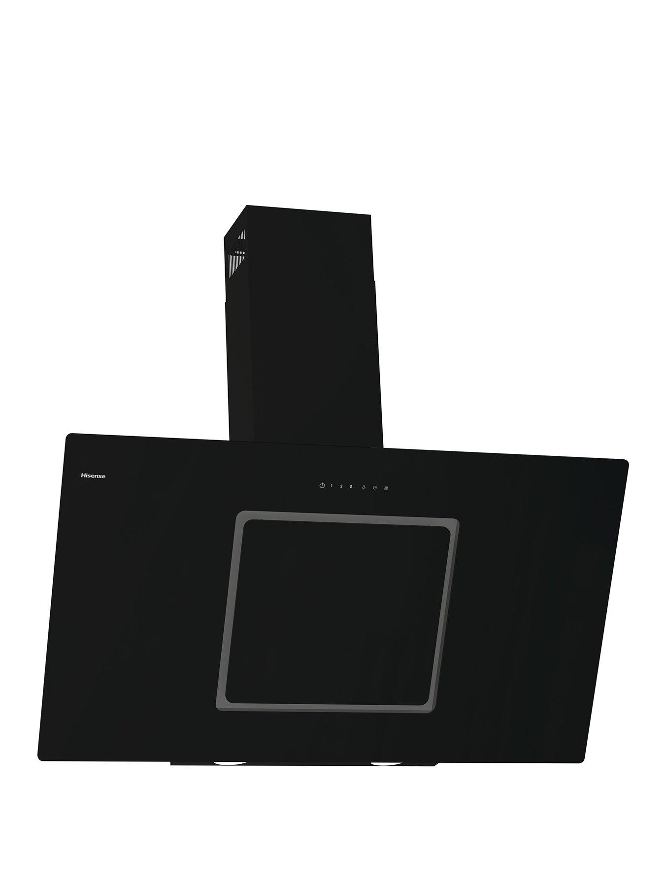  image of hisense-ch10in14bbuk-100cm-black-glass-angled-cooker-hood-jet-black