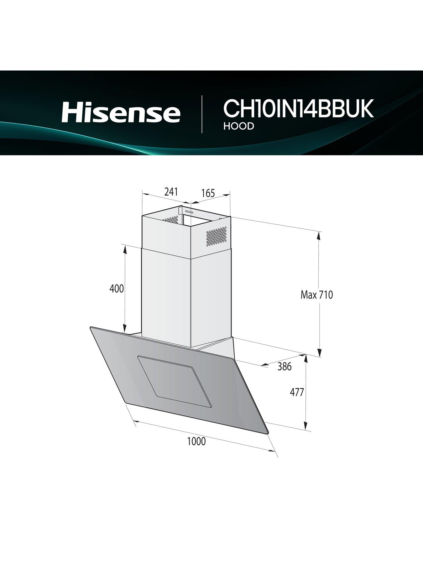  image of hisense-ch10in14bbuk-100cm-black-glass-angled-cooker-hood-jet-black
