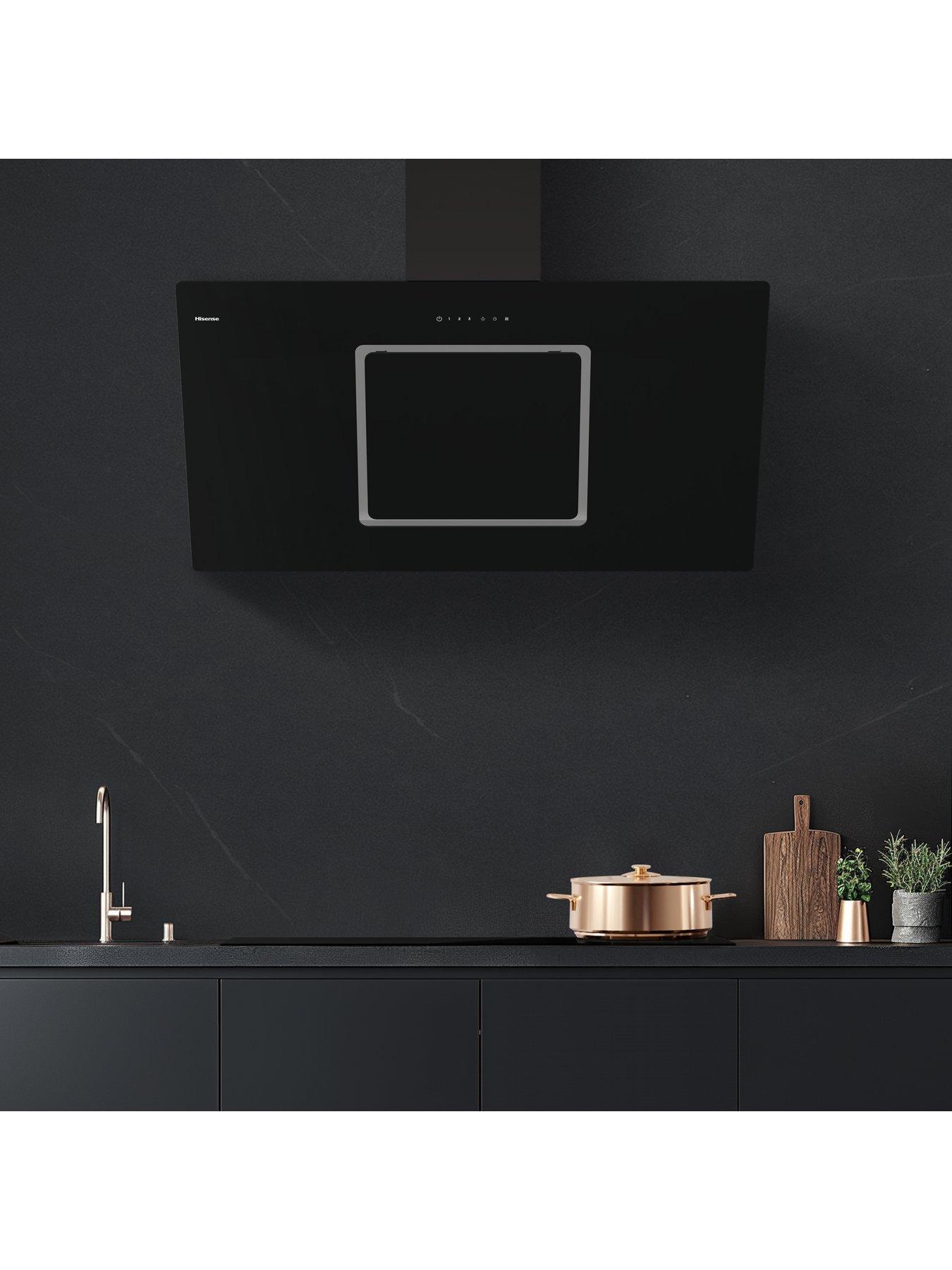  image of hisense-ch10in14bbuk-100cm-black-glass-angled-cooker-hood-jet-black