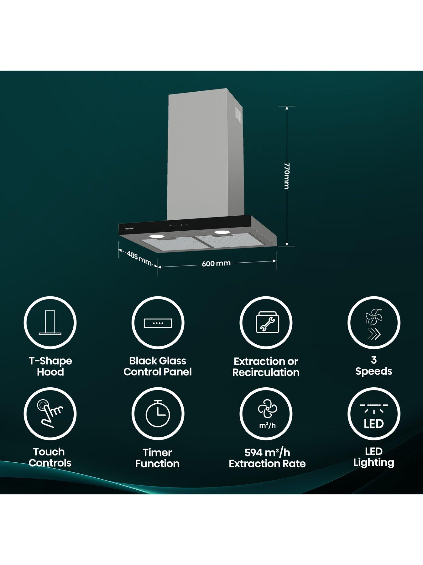 Image 2 of 7 of Hisense CH6T14BXBUK 60cm T-Shape Cooker Hood - Stainless Steel