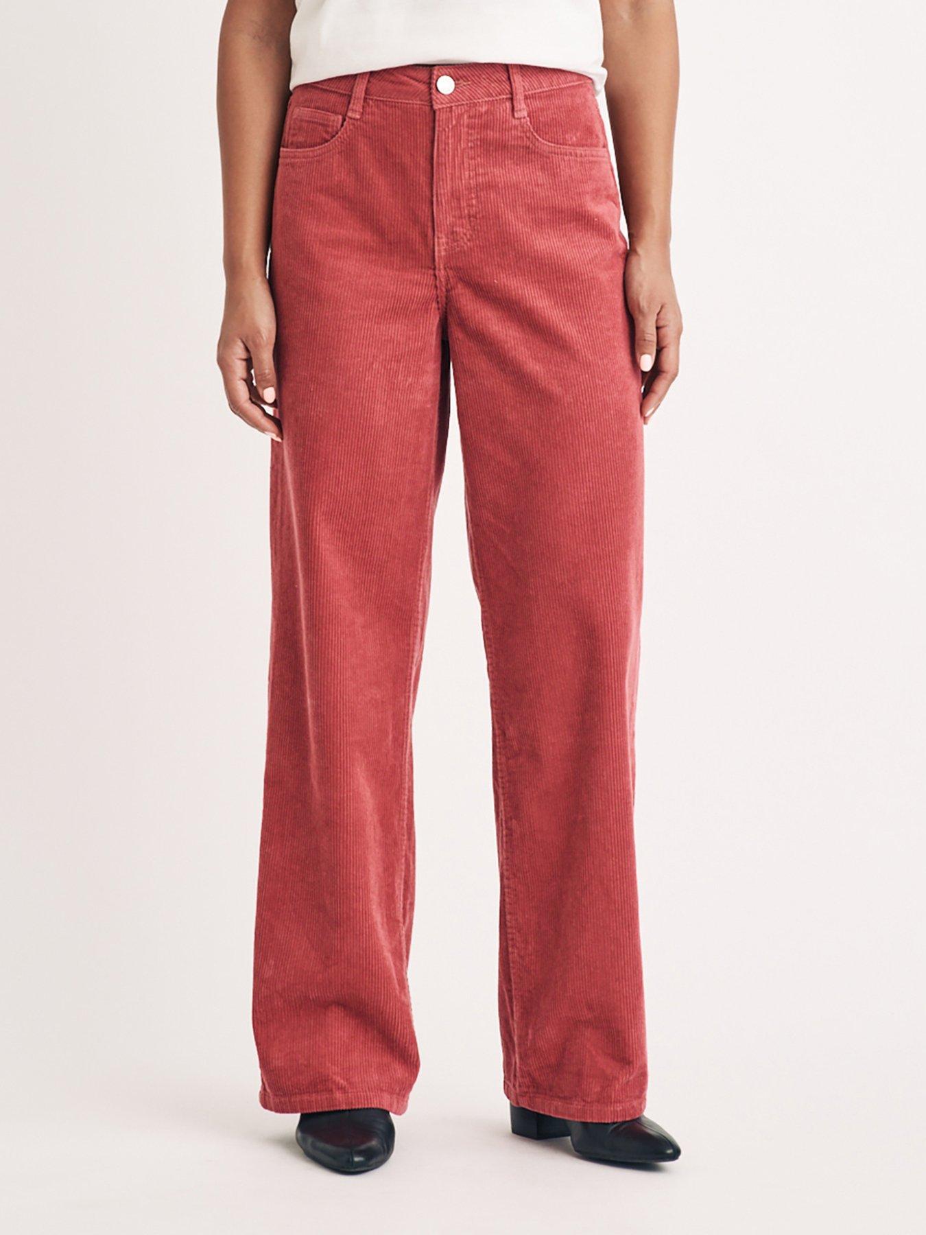 undefined Wide Leg Cord Trousers - Pink