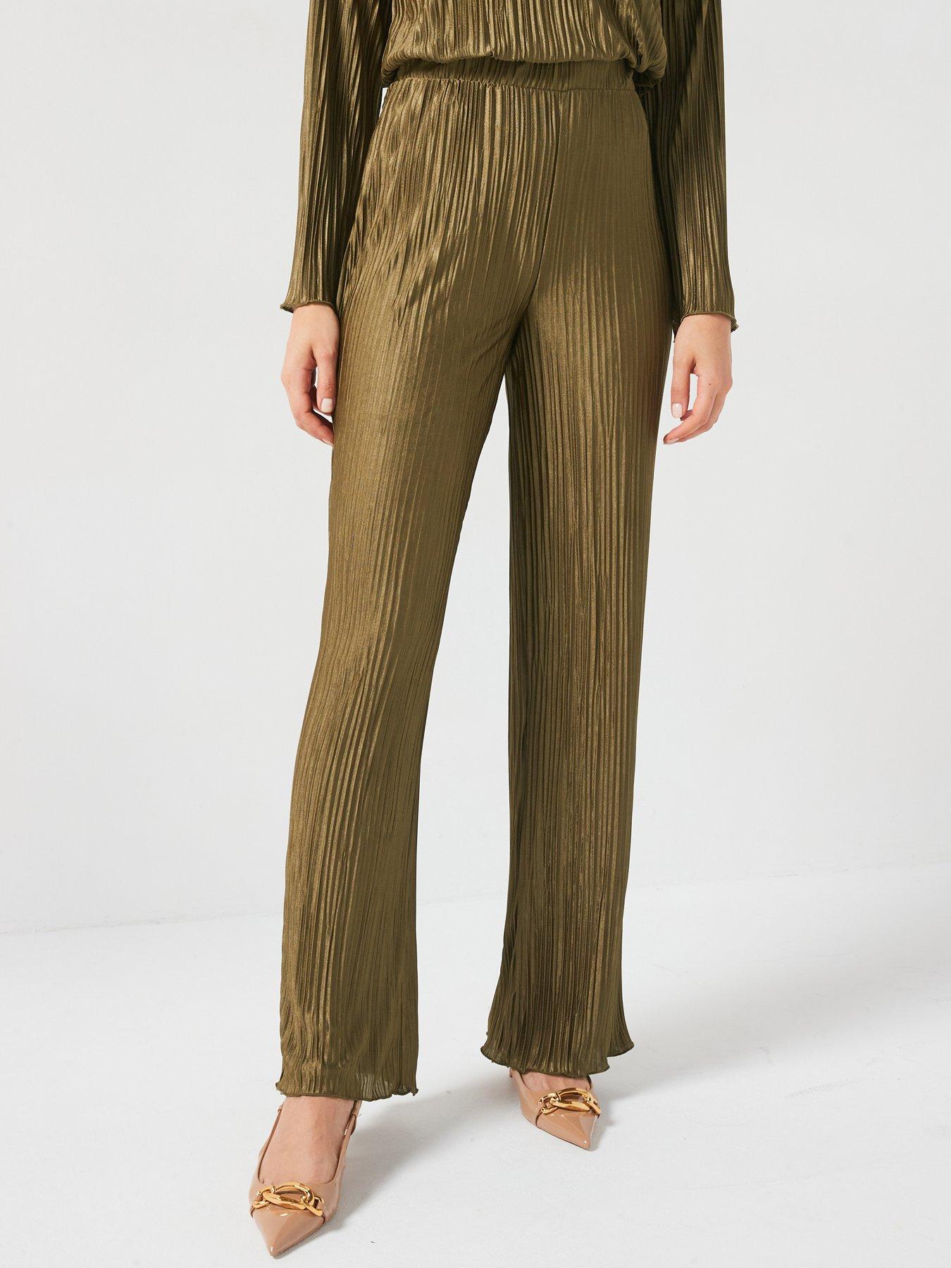 undefined Plisse Trouser Co-Ord - Green