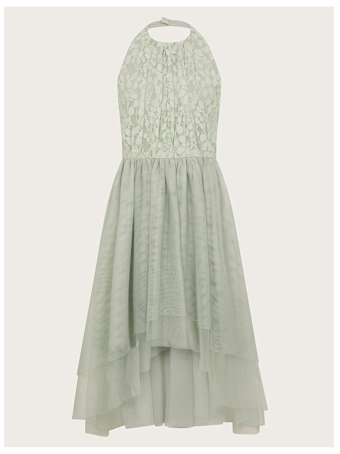 undefined Girls Hayley Halter Prom Dress - Sage