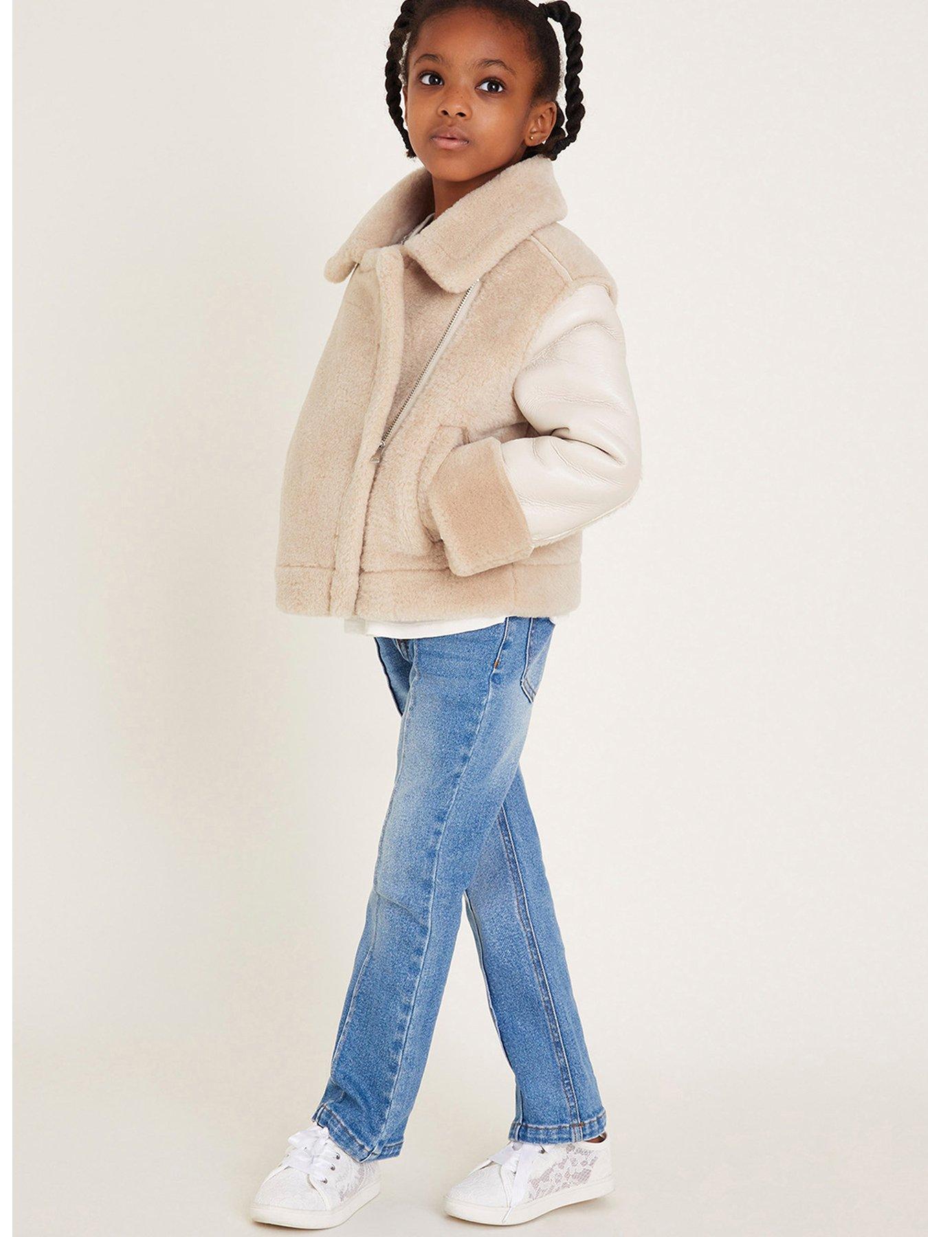  image of monsoon-girls-aviator-jacket-cream
