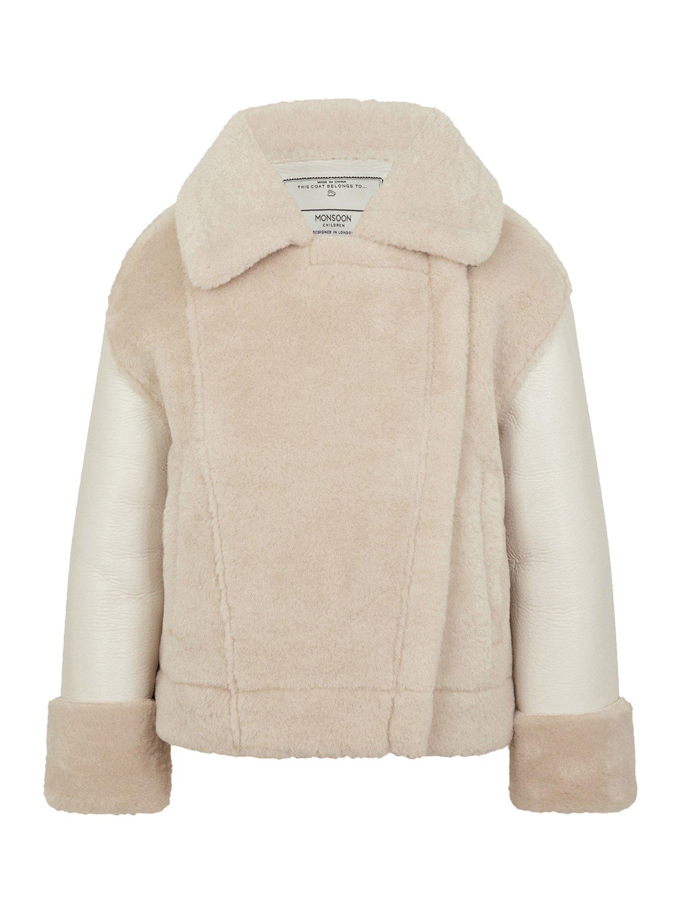  image of monsoon-girls-aviator-jacket-cream
