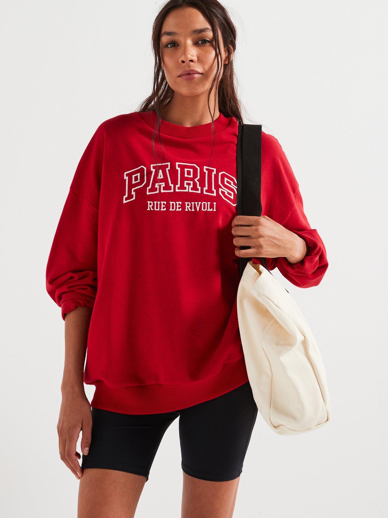 V by Very Paris Oversized Sweatshirt - Red