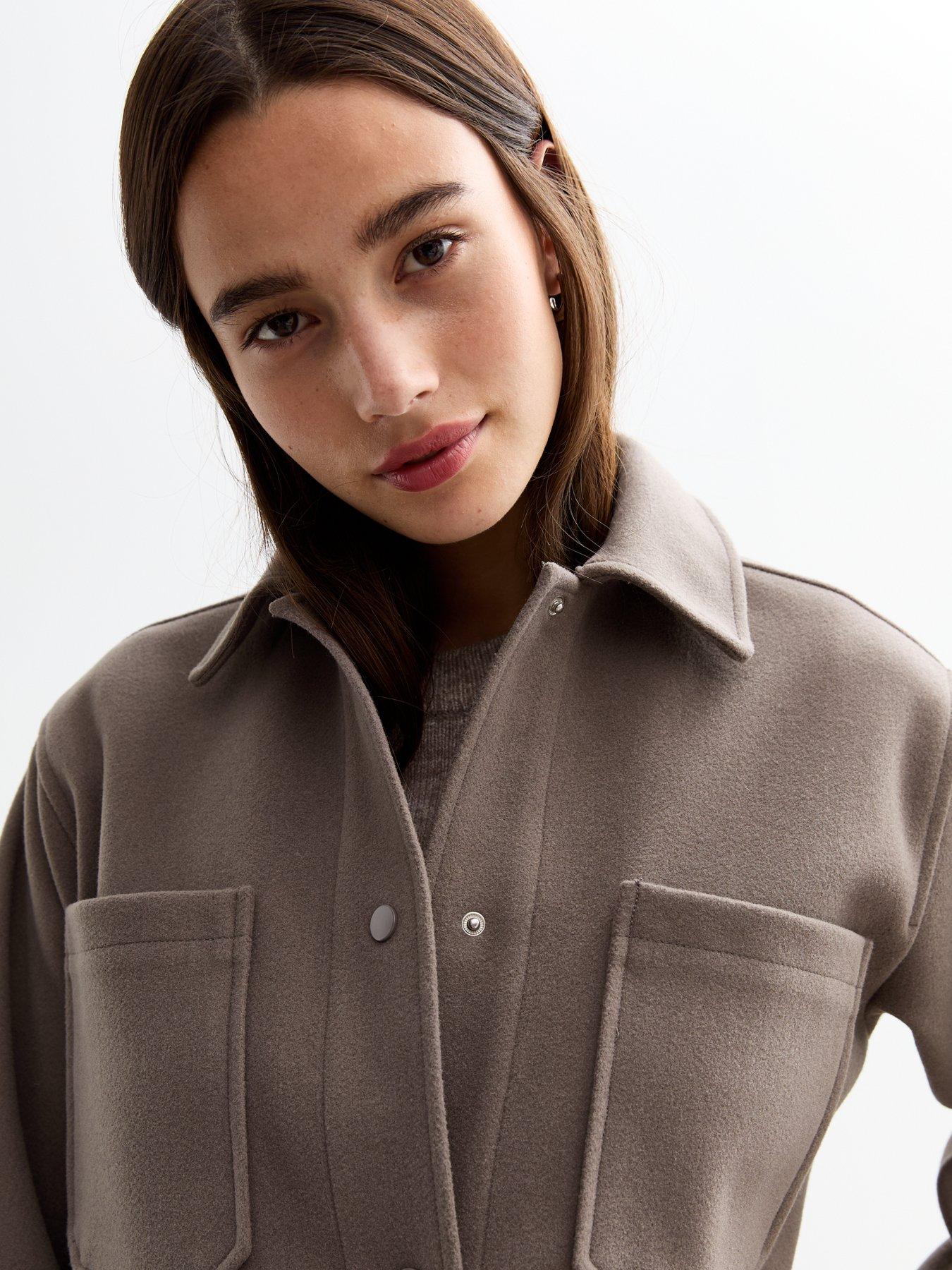  image of new-look-long-shacket-brown