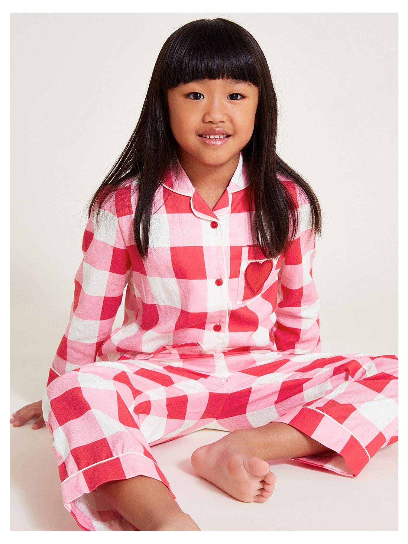 New Look 915 Girls Pink Satin Short Pyjama Set With Stripe Print littlewoods