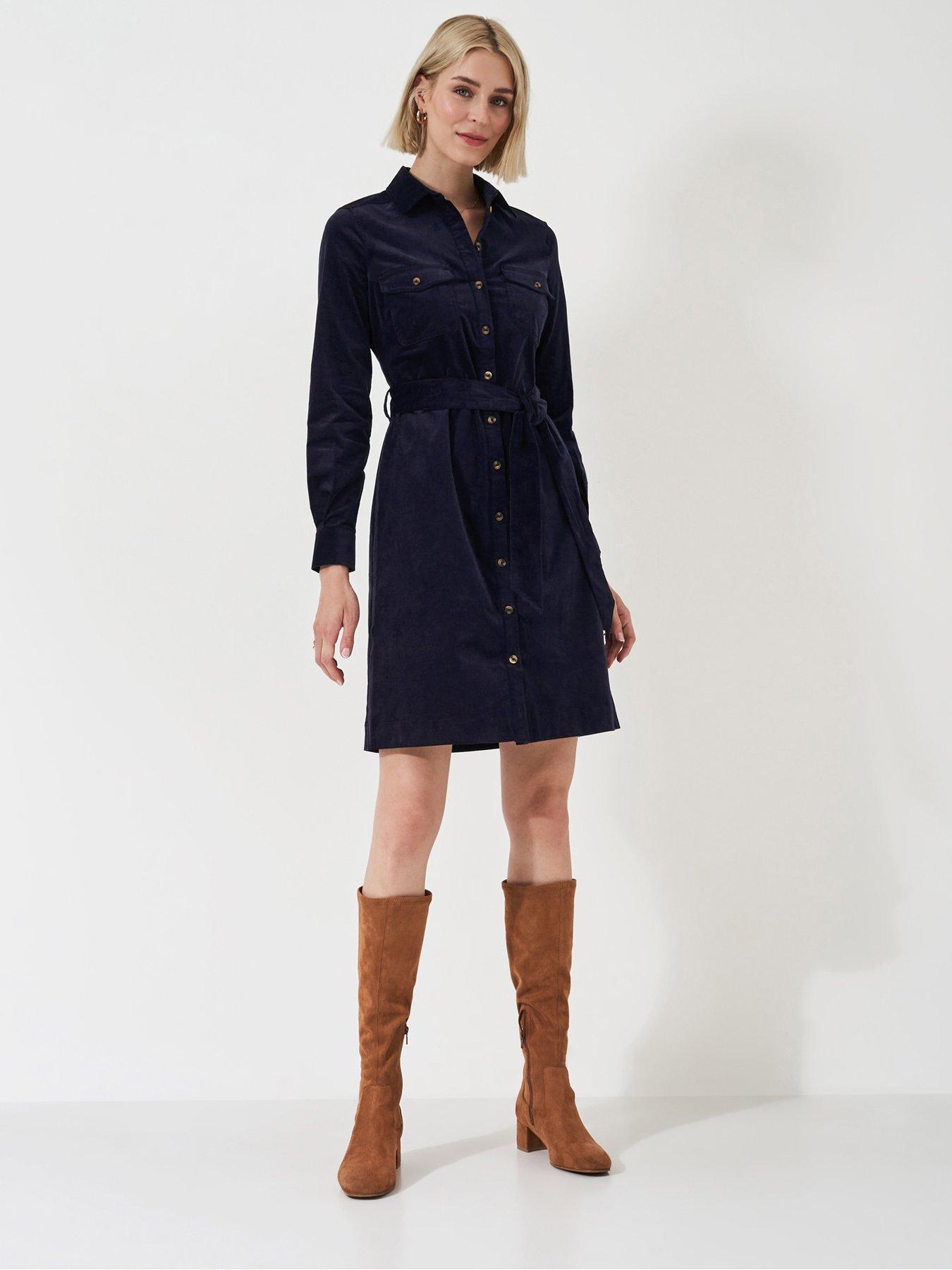 undefined Elsie Cord Shirt Dress - Navy