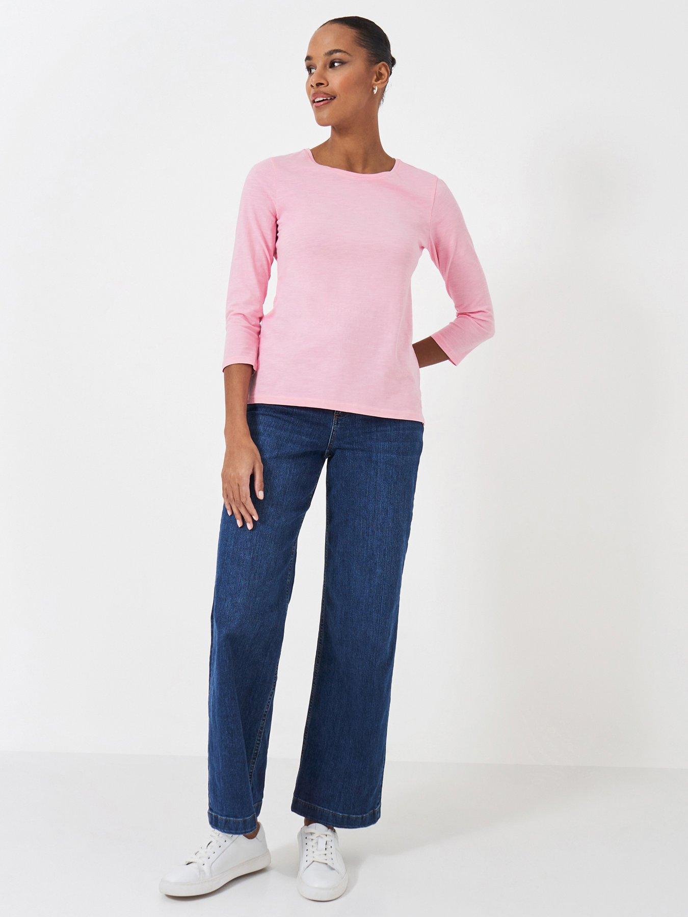 undefined 3/4 Sleeve Perfect Slub T-Shirt - Pink