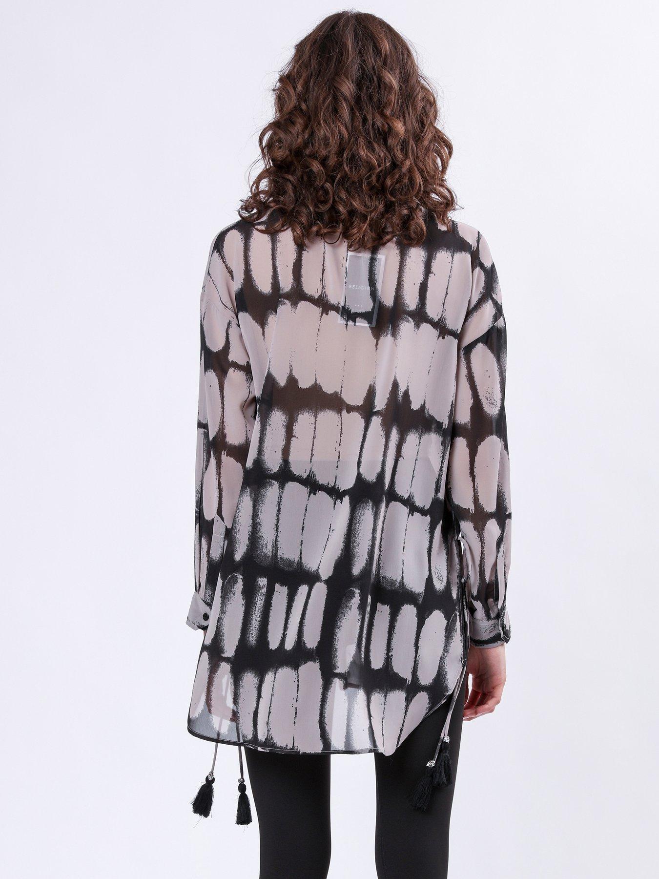  image of religion-oversized-longline-flash-shirt-grey