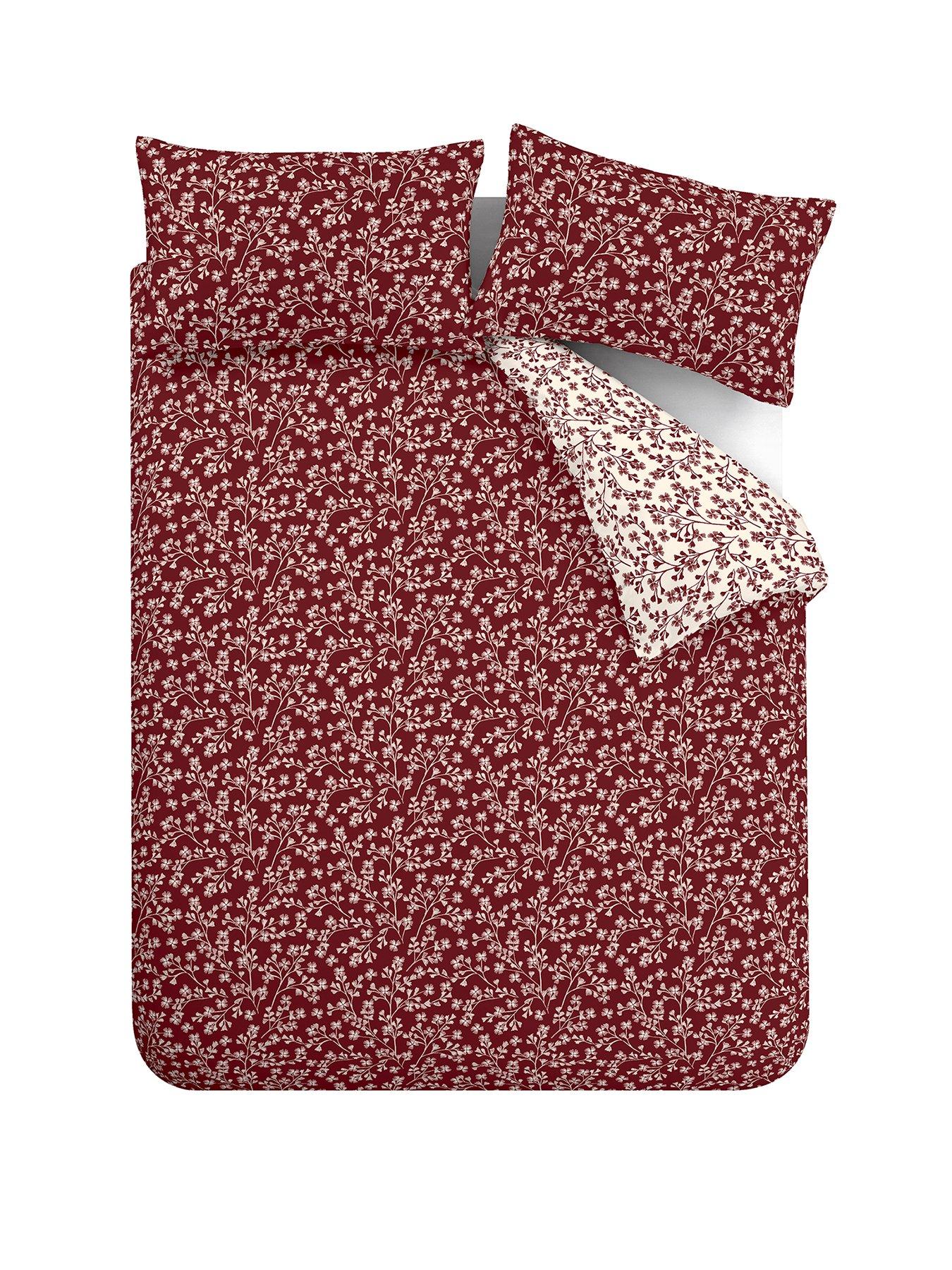  image of catherine-lansfield-brushed-100-cotton-grace-floral-leaf-duvet-set