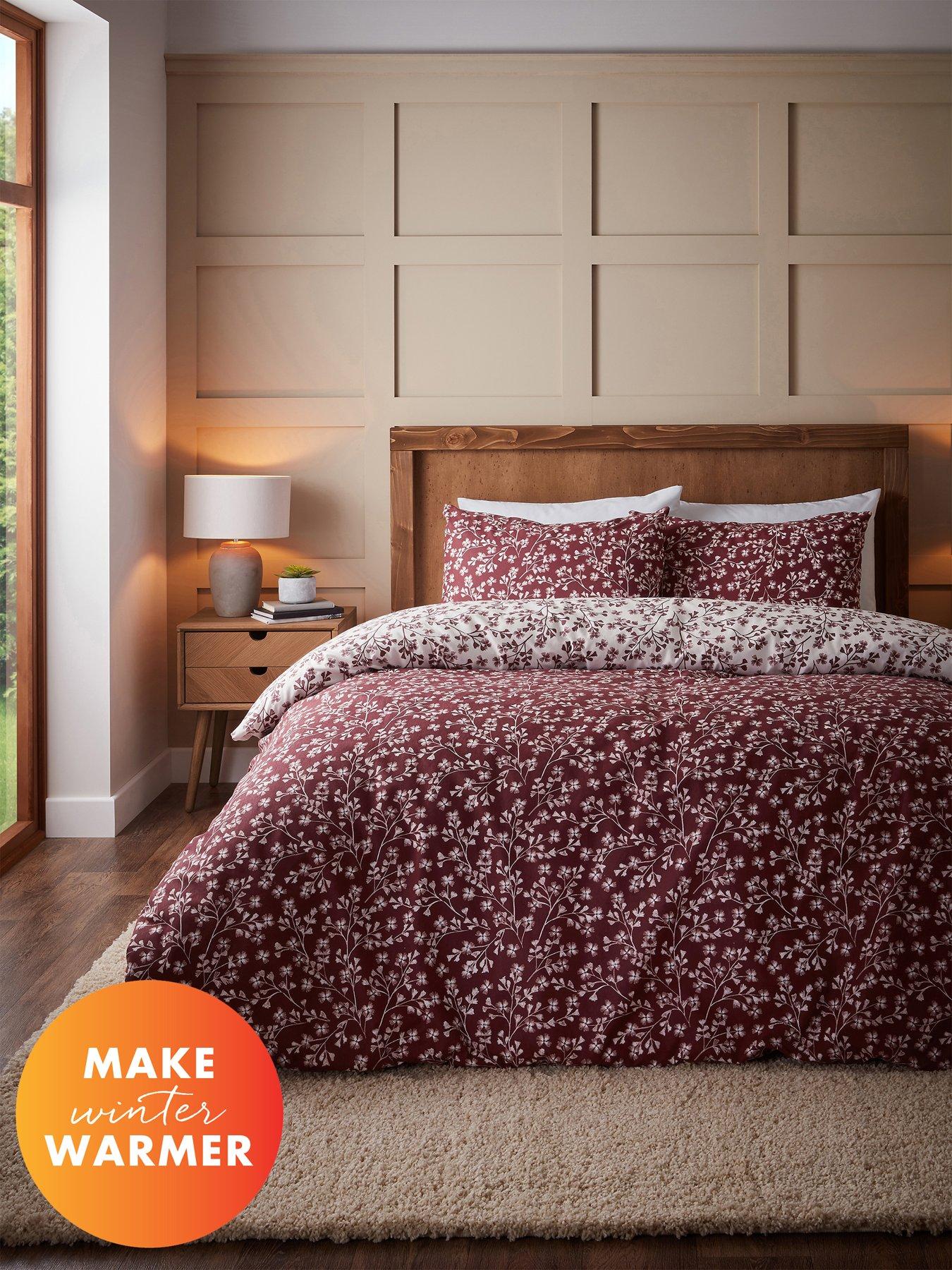  image of catherine-lansfield-brushed-100-cotton-grace-floral-leaf-duvet-set