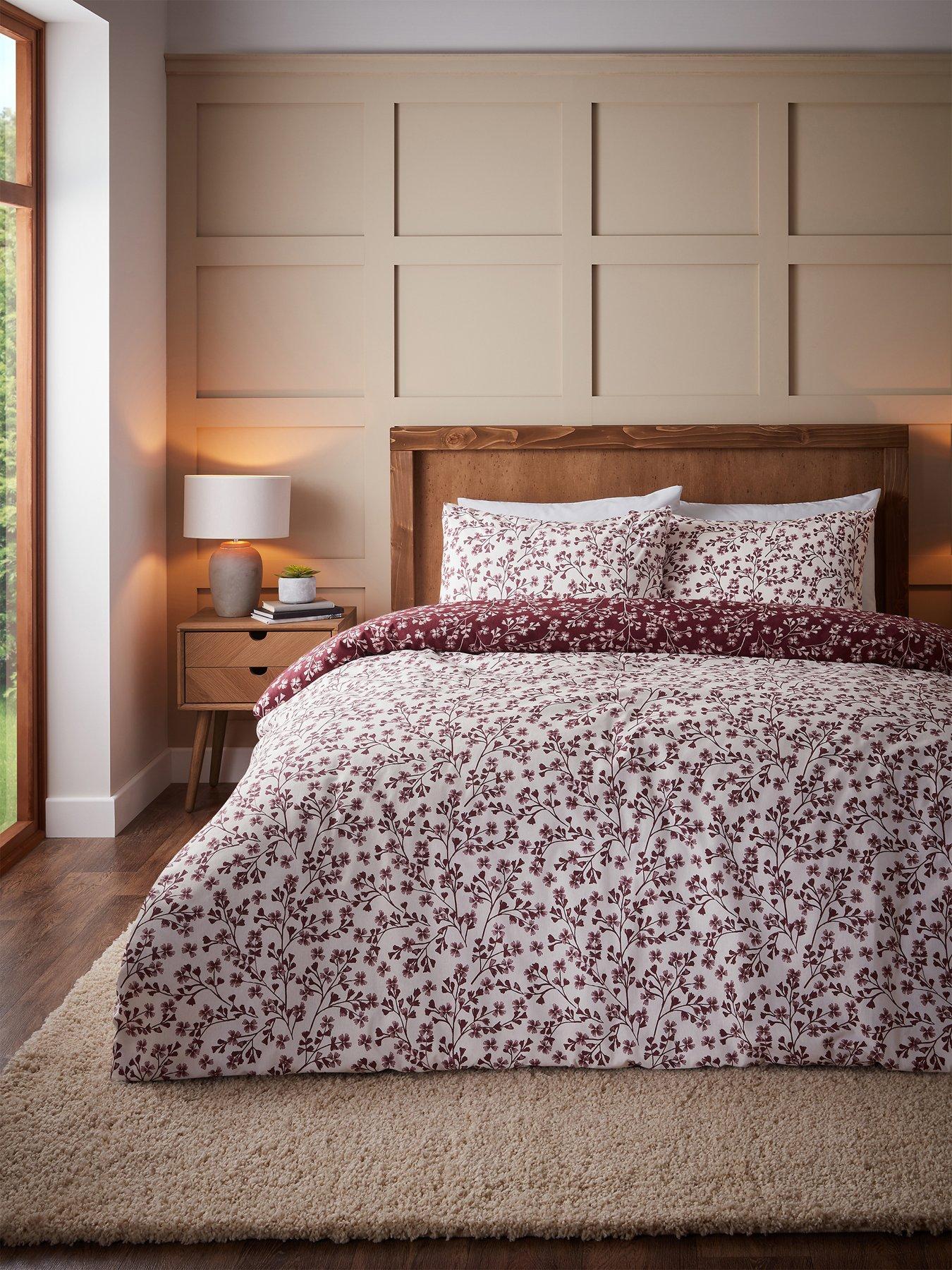  image of catherine-lansfield-brushed-100-cotton-grace-floral-leaf-duvet-set