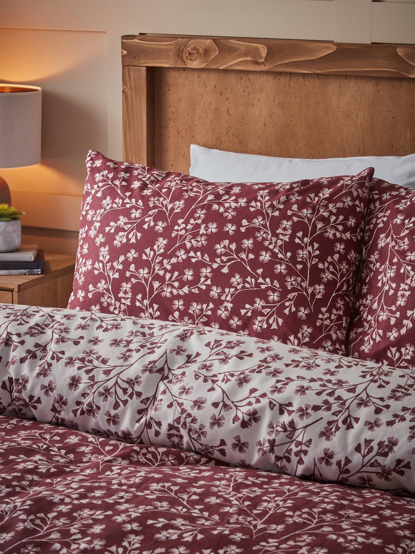  image of catherine-lansfield-brushed-100-cotton-grace-floral-leaf-duvet-set