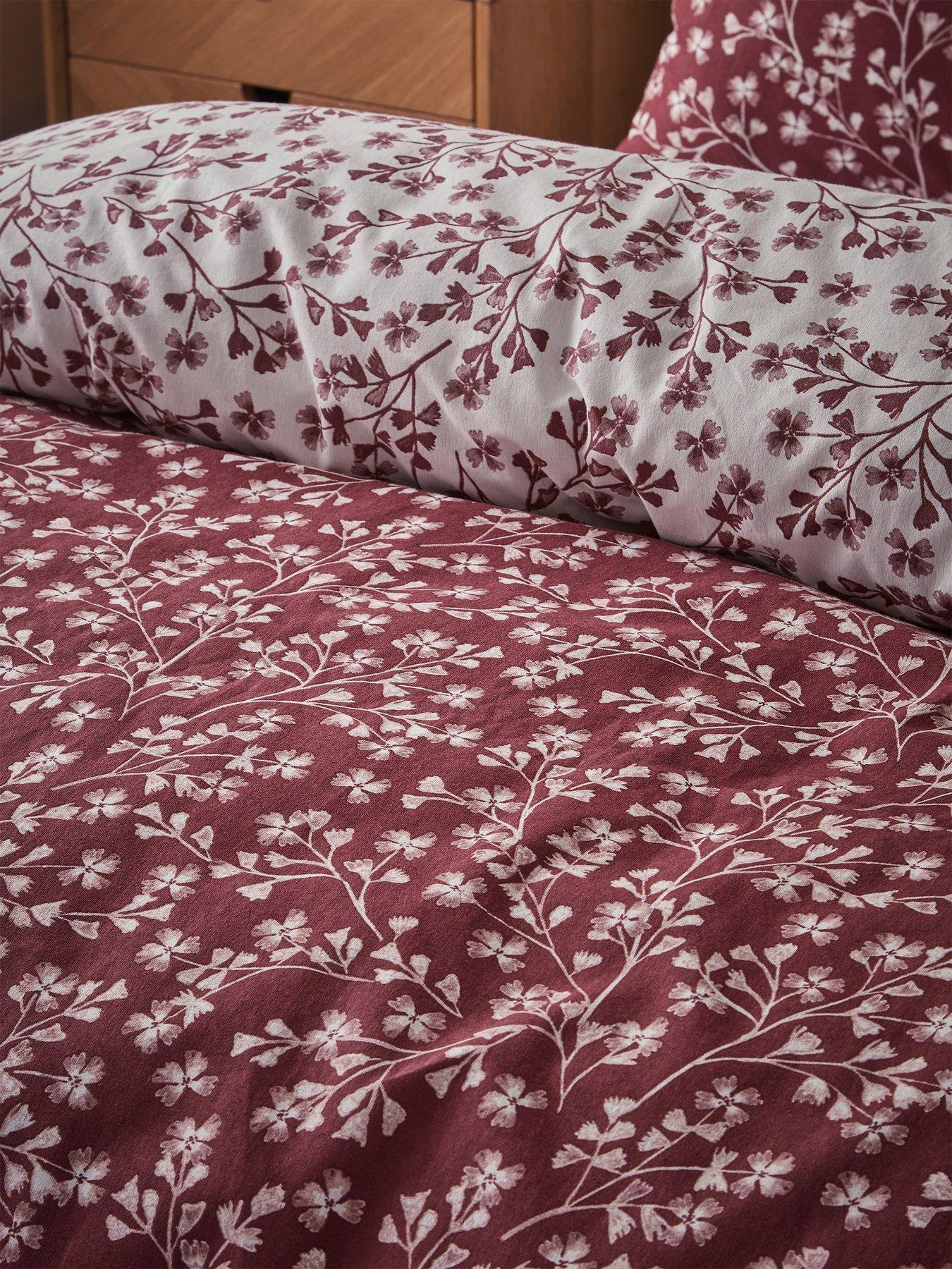  image of catherine-lansfield-brushed-100-cotton-grace-floral-leaf-duvet-set