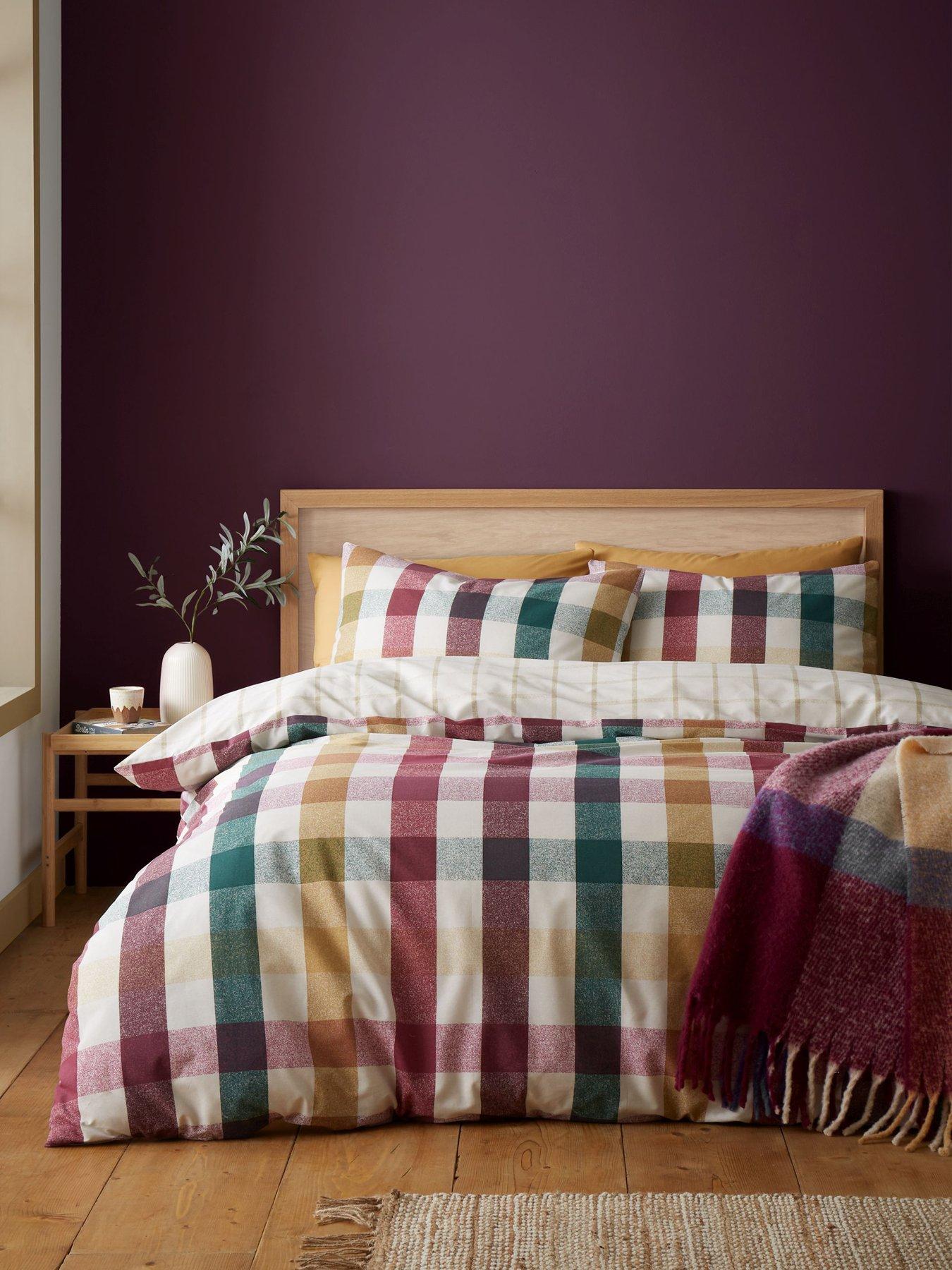 Catherine Lansfield Autumn Check Duvet Set - Plum
