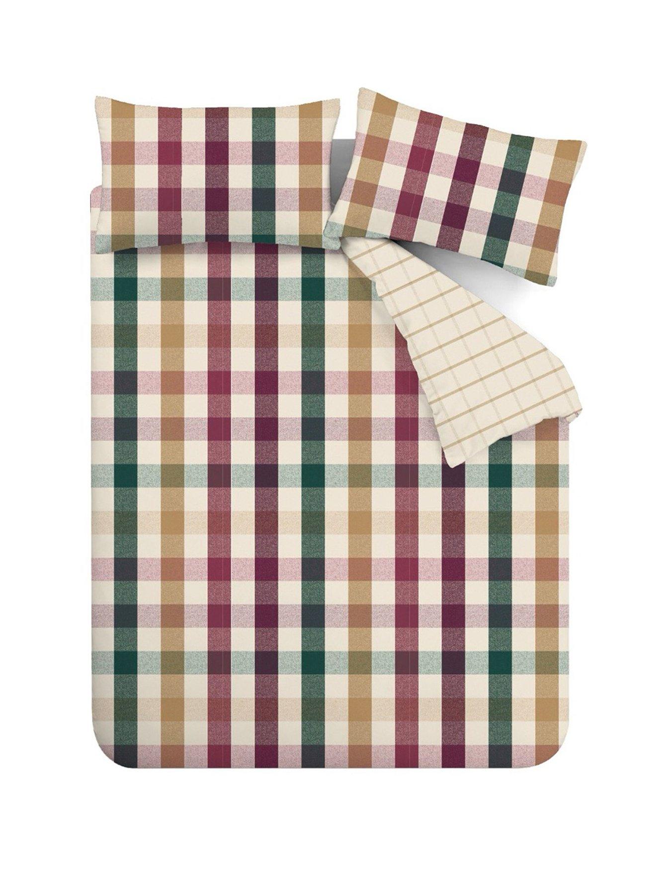 Image 2 of 6 of Catherine Lansfield Autumn Check Duvet Set - Plum