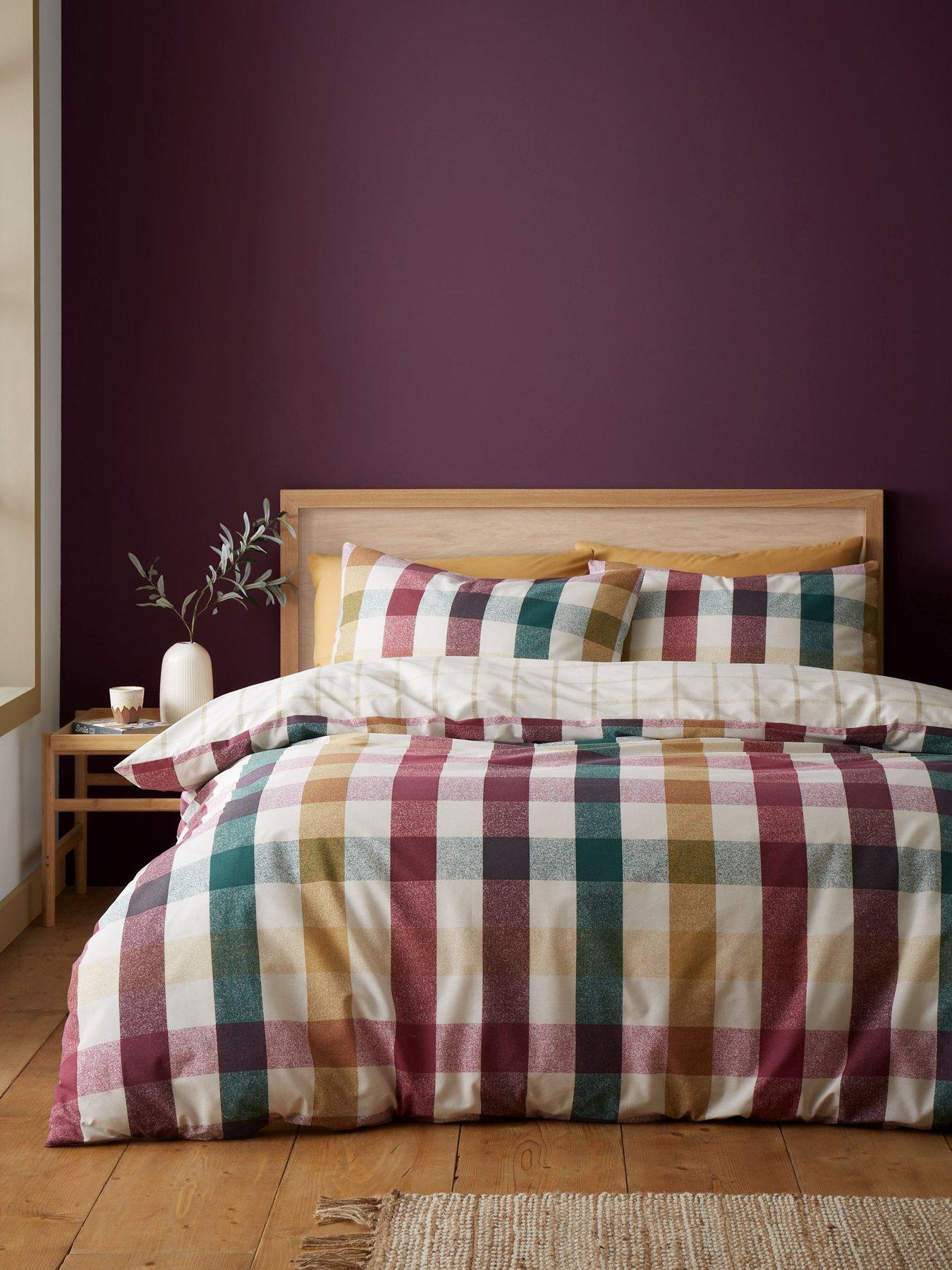 Image 3 of 6 of Catherine Lansfield Autumn Check Duvet Set - Plum