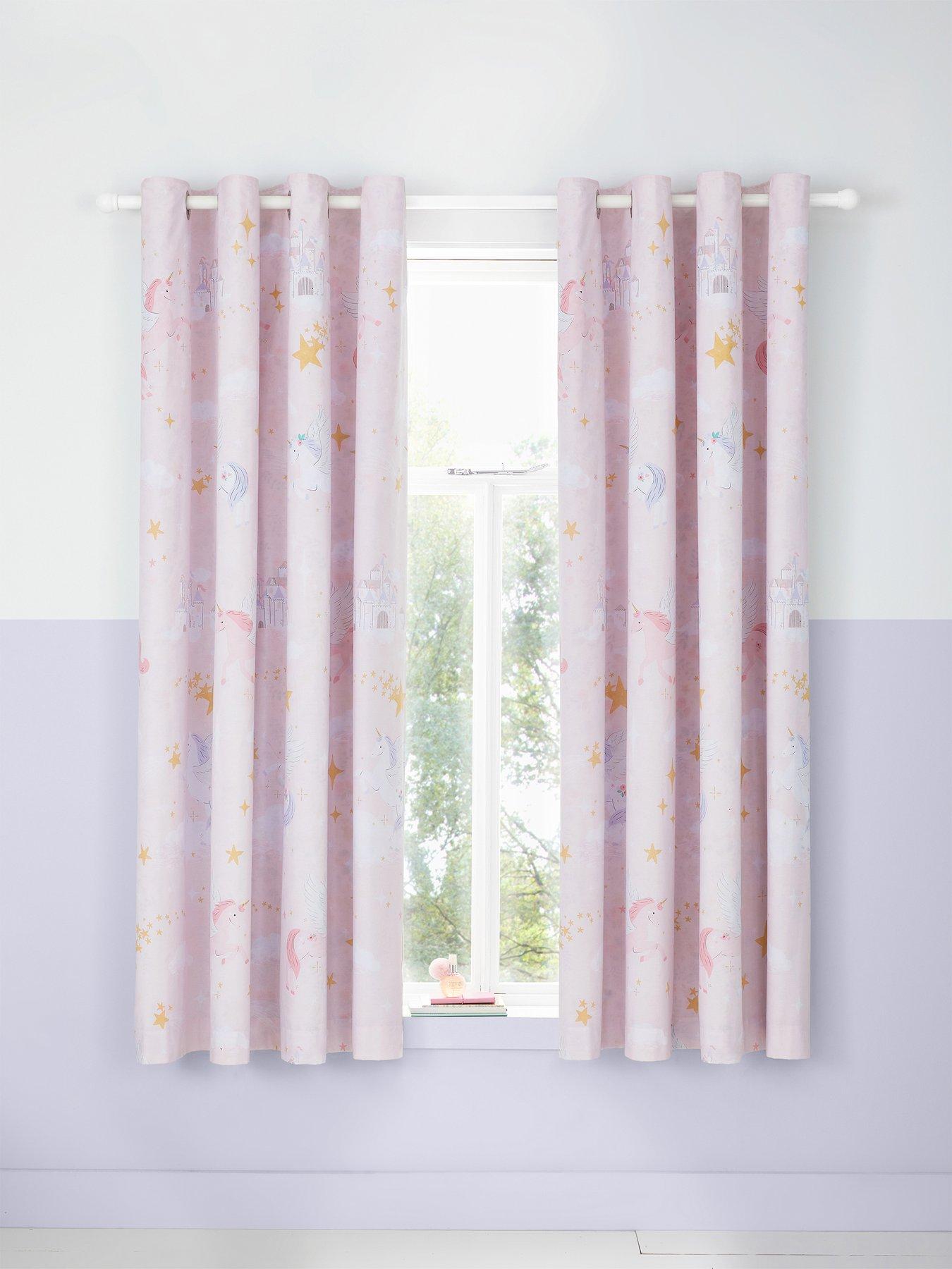 Image 1 of 5 of Catherine Lansfield Fairytale Unicorn Curtains
