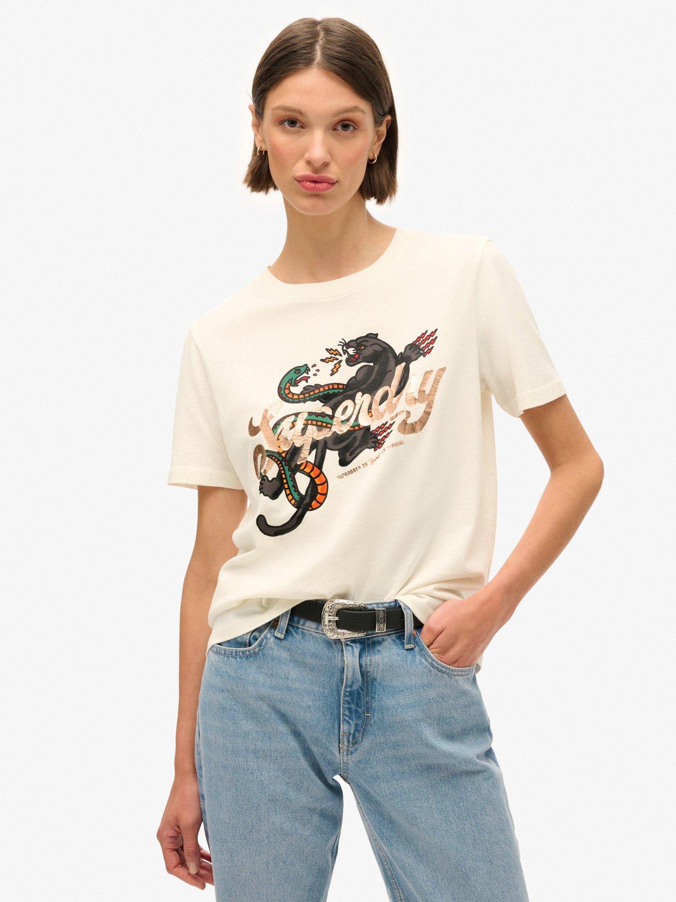  image of superdry-tattoo-script-relaxed-t-shirt-white