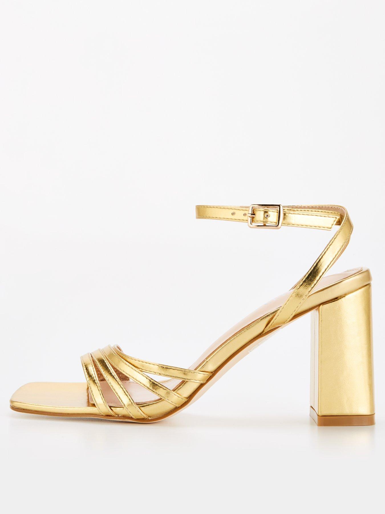 undefined Orson Strappy Block Heels - Gold