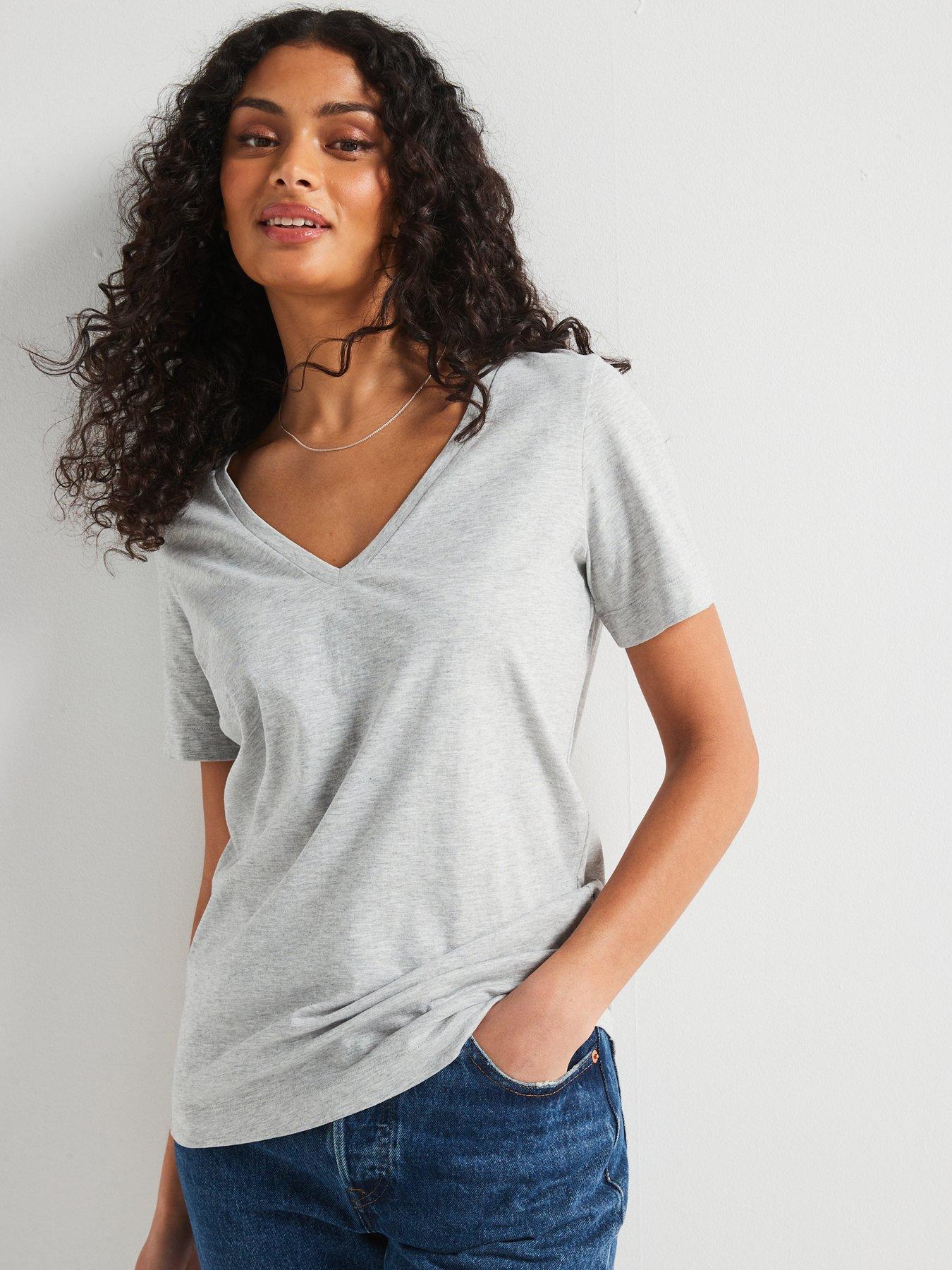 Everyday The Essential V Neck T-Shirt - Grey | Littlewoods