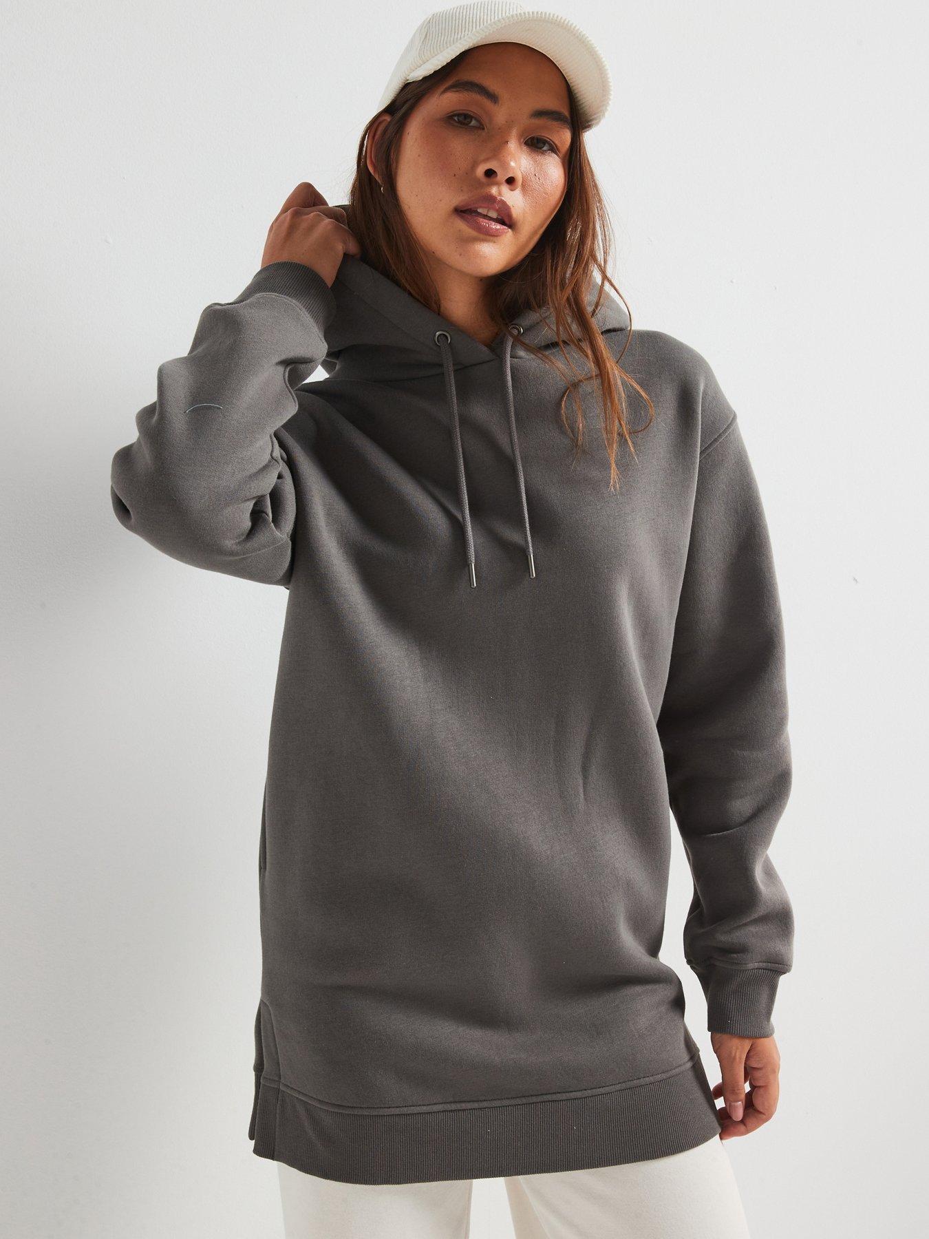  image of everyday-the-essential-longline-hoodie-with-side-splits-grey