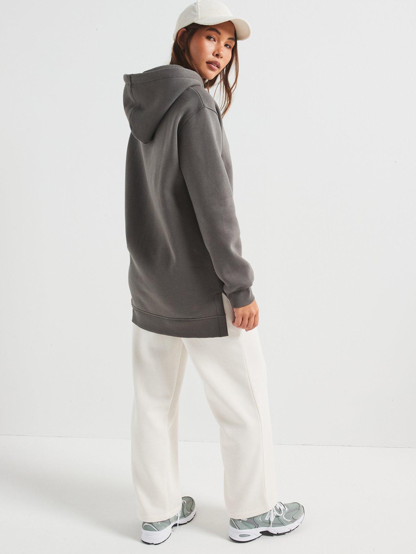  image of everyday-the-essential-longline-hoodie-with-side-splits-grey