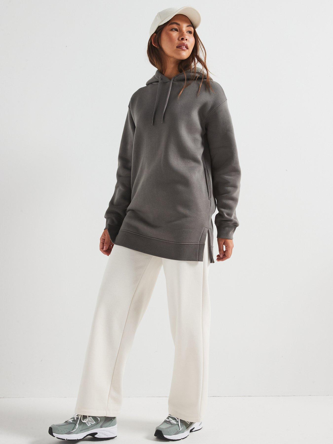  image of everyday-the-essential-longline-hoodie-with-side-splits-grey