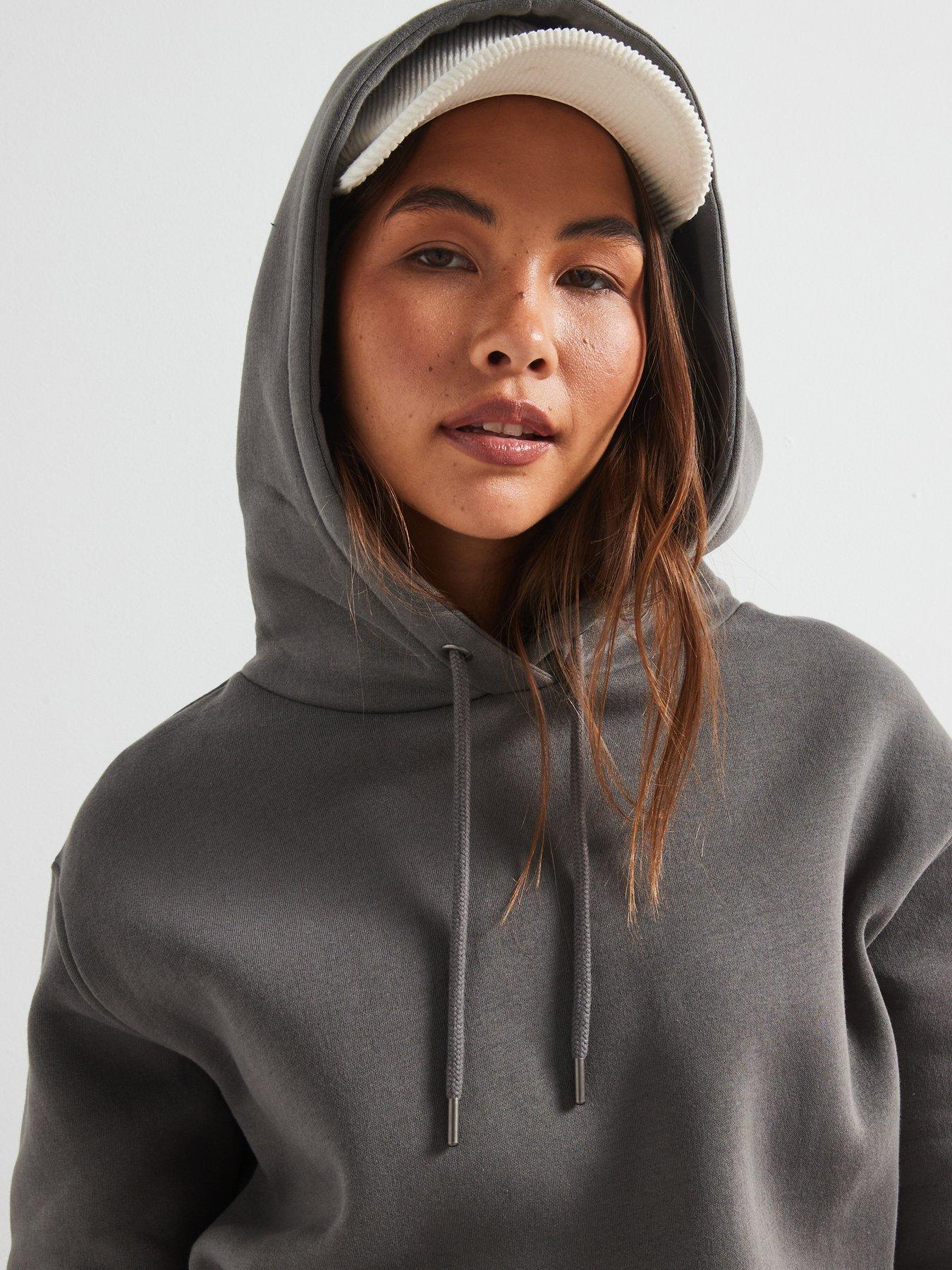  image of everyday-the-essential-longline-hoodie-with-side-splits-grey