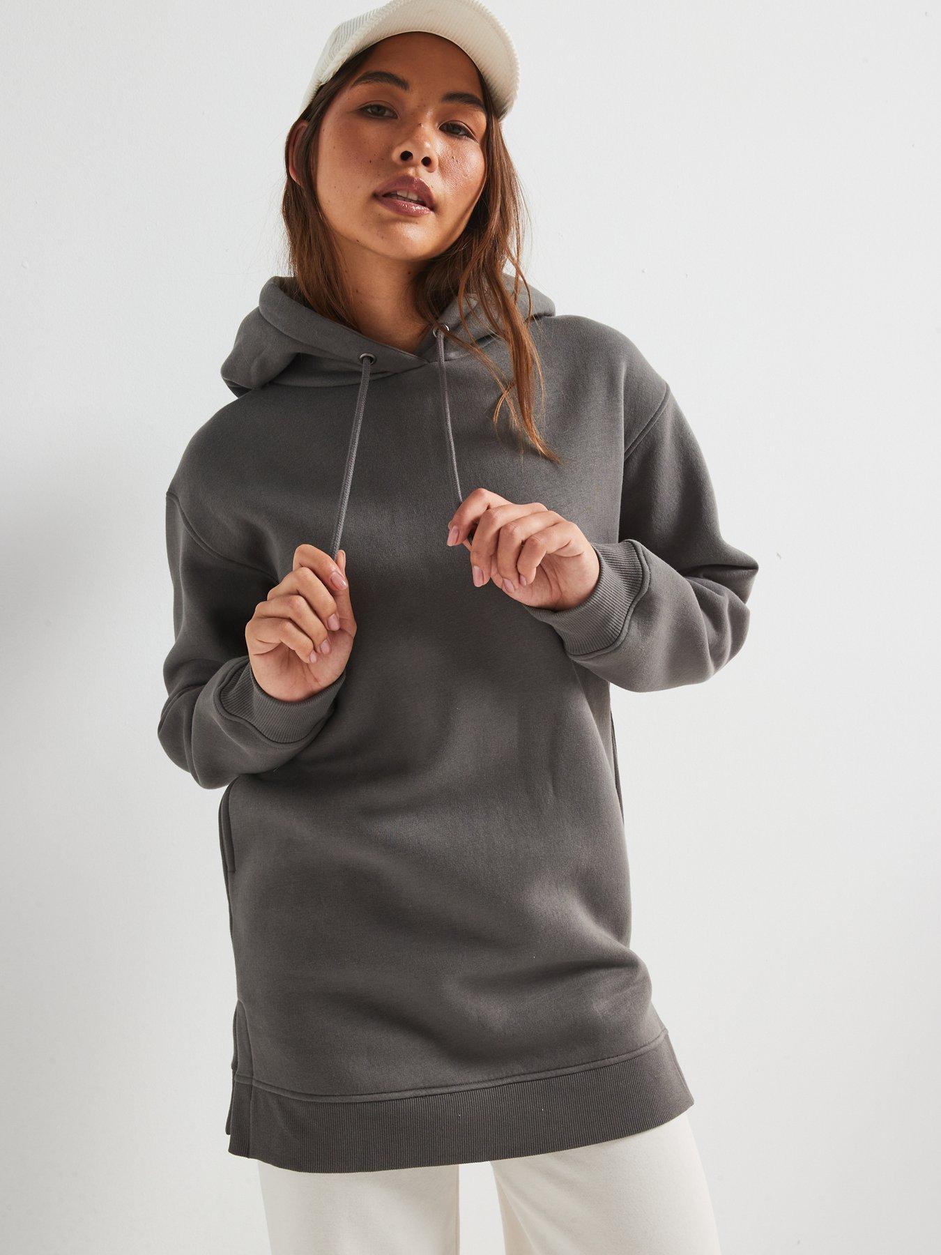  image of everyday-the-essential-longline-hoodie-with-side-splits-grey