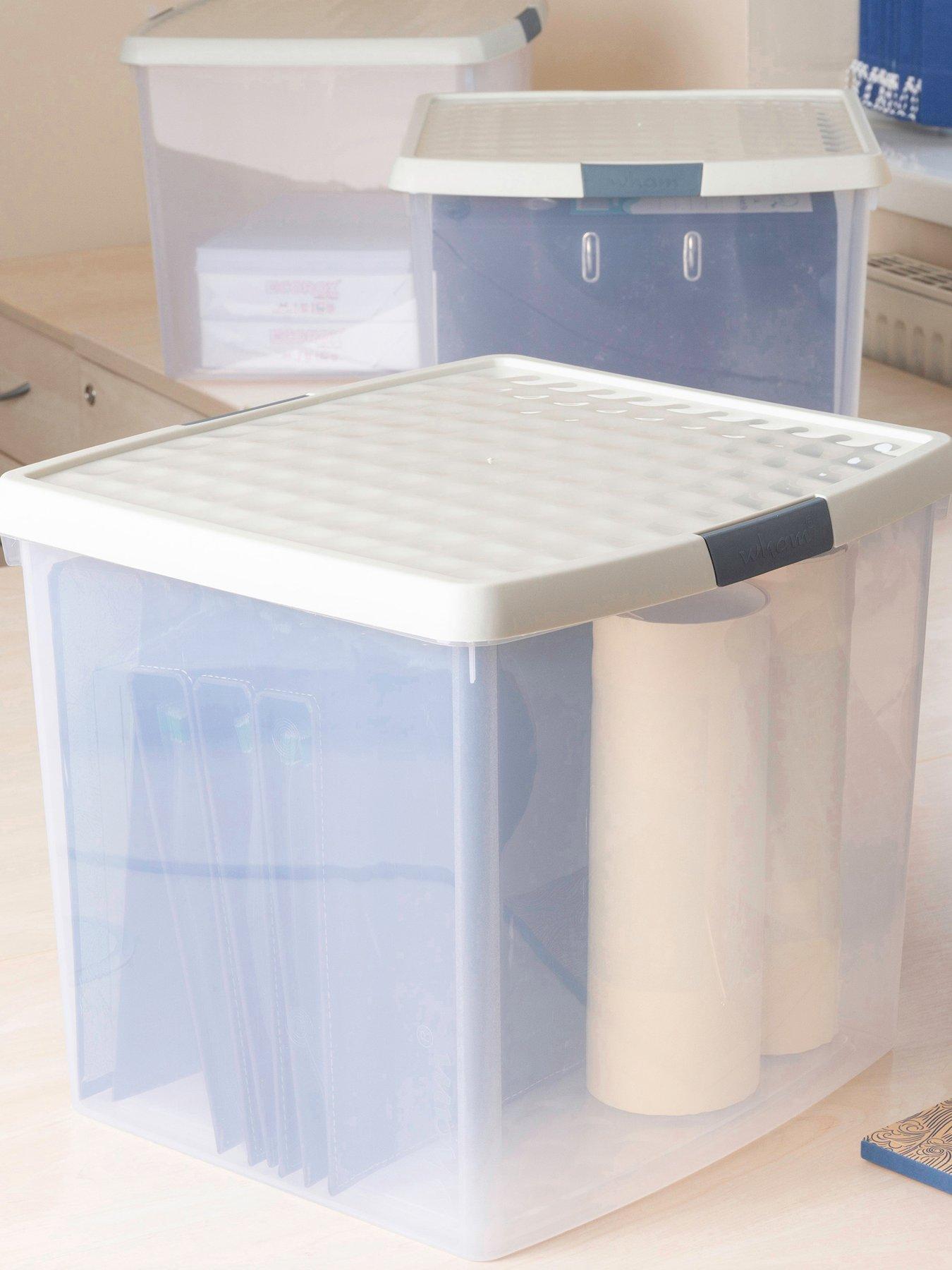 undefined Set of 3 37L Clip Top Square Box  &  Lid