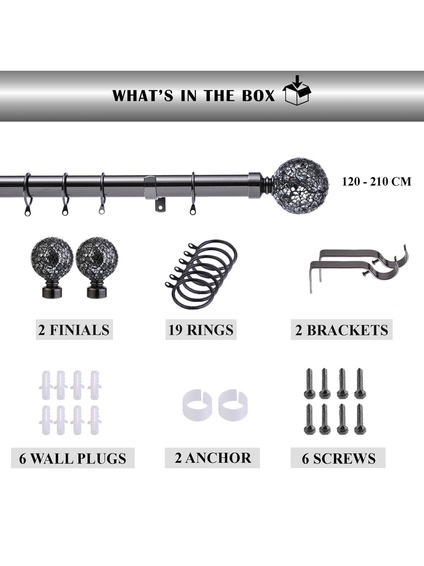 Image 6 of 7 of Very Home Crackle Glass Finial 28 mm Extendable Curtain Pole